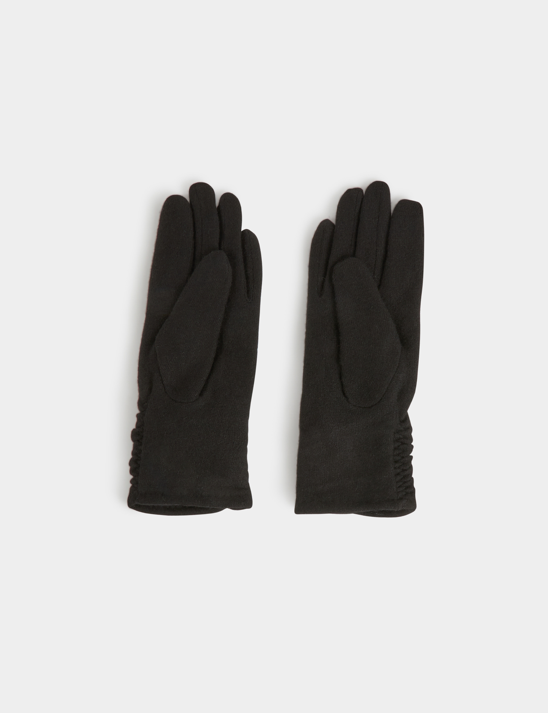 Gants détails plissés noir femme