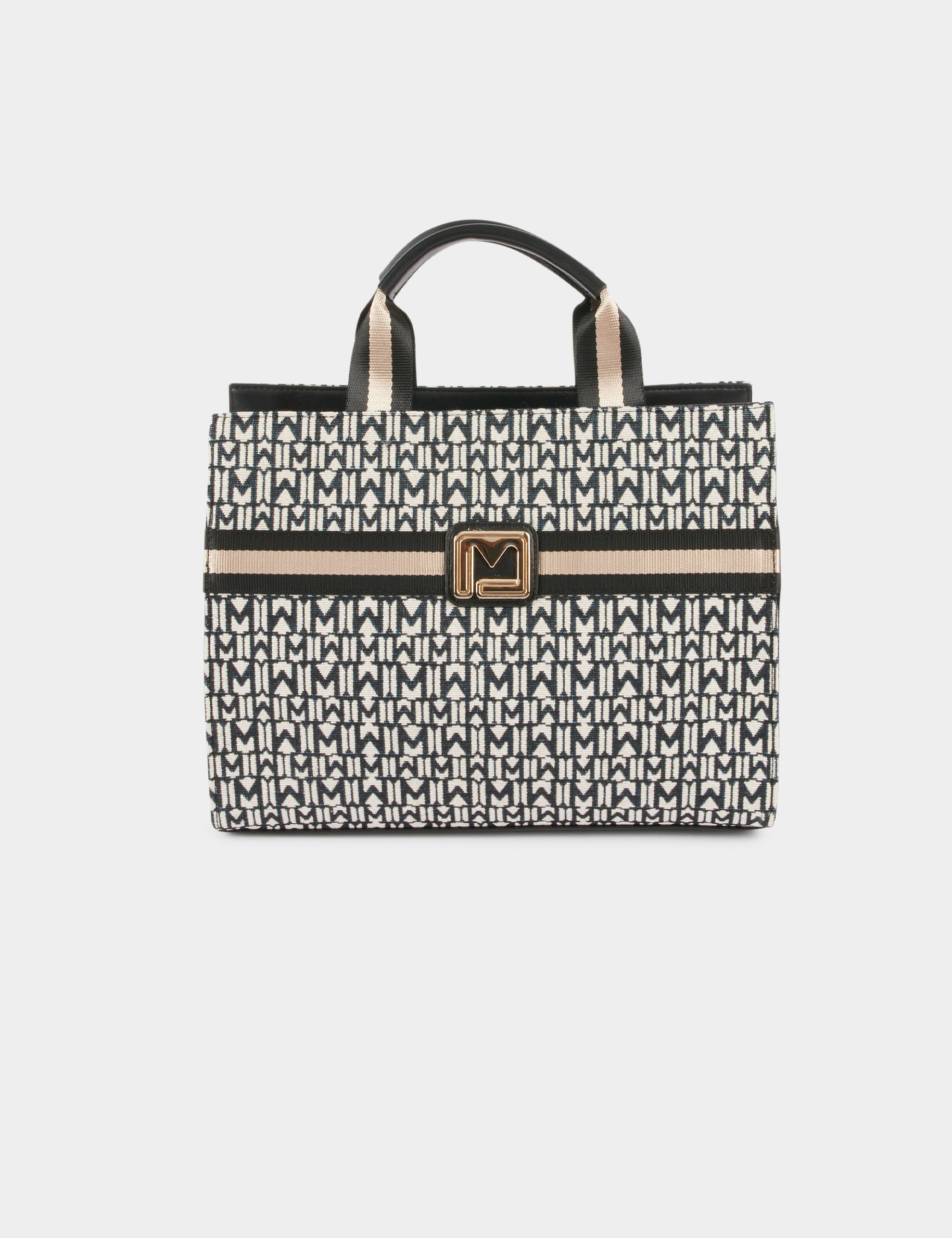 Shopper met monogram print zwart vrouw