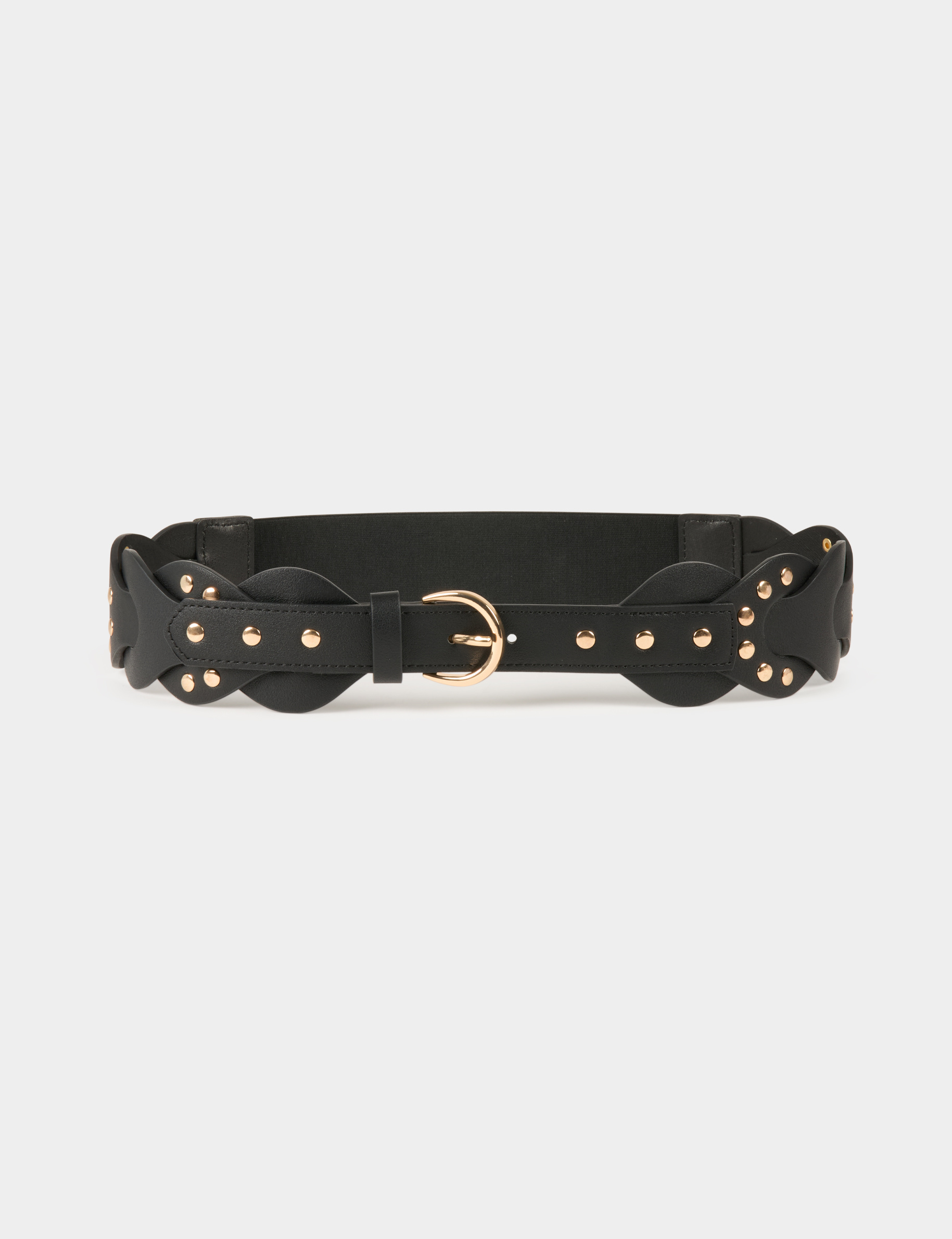 Ceinture élastiquée à clous noir femme