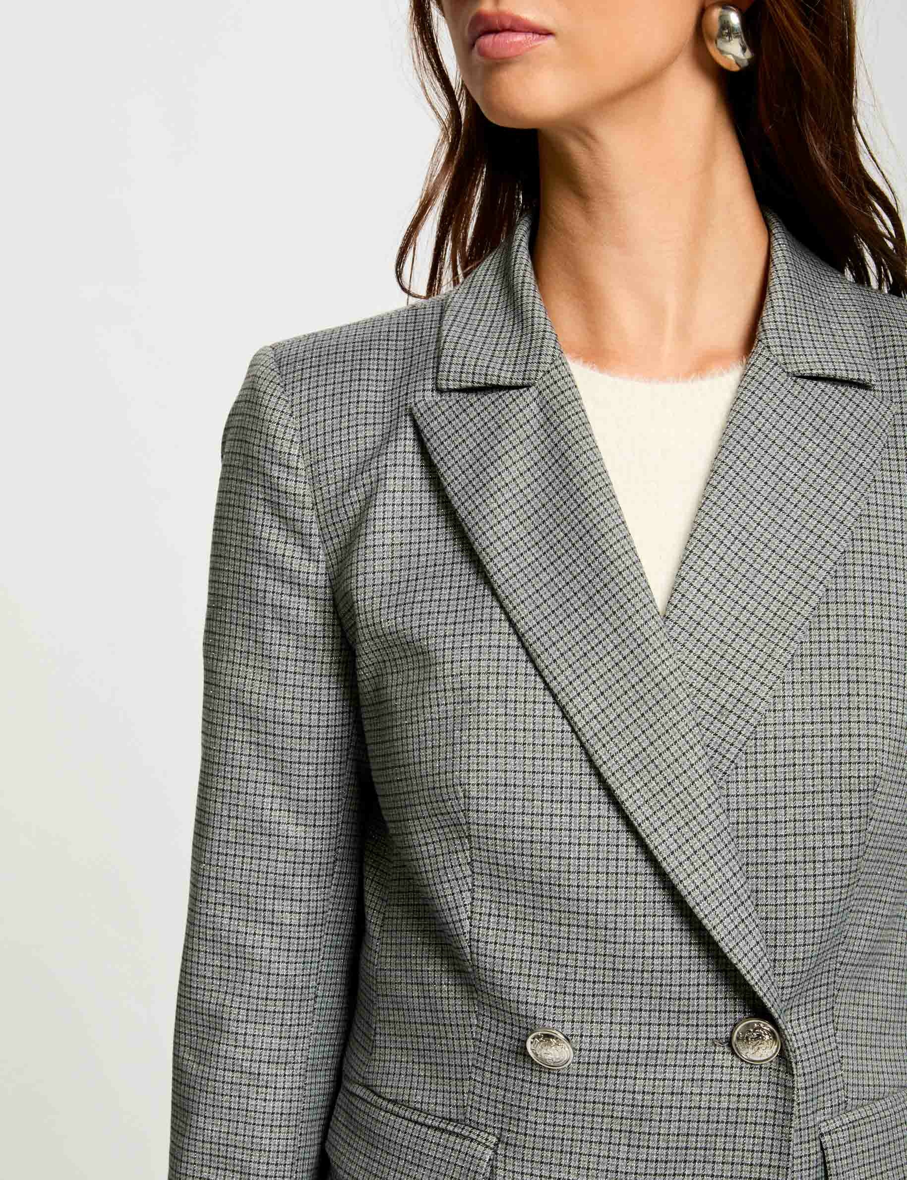 Veste cintrée à carreaux gris moyen femme