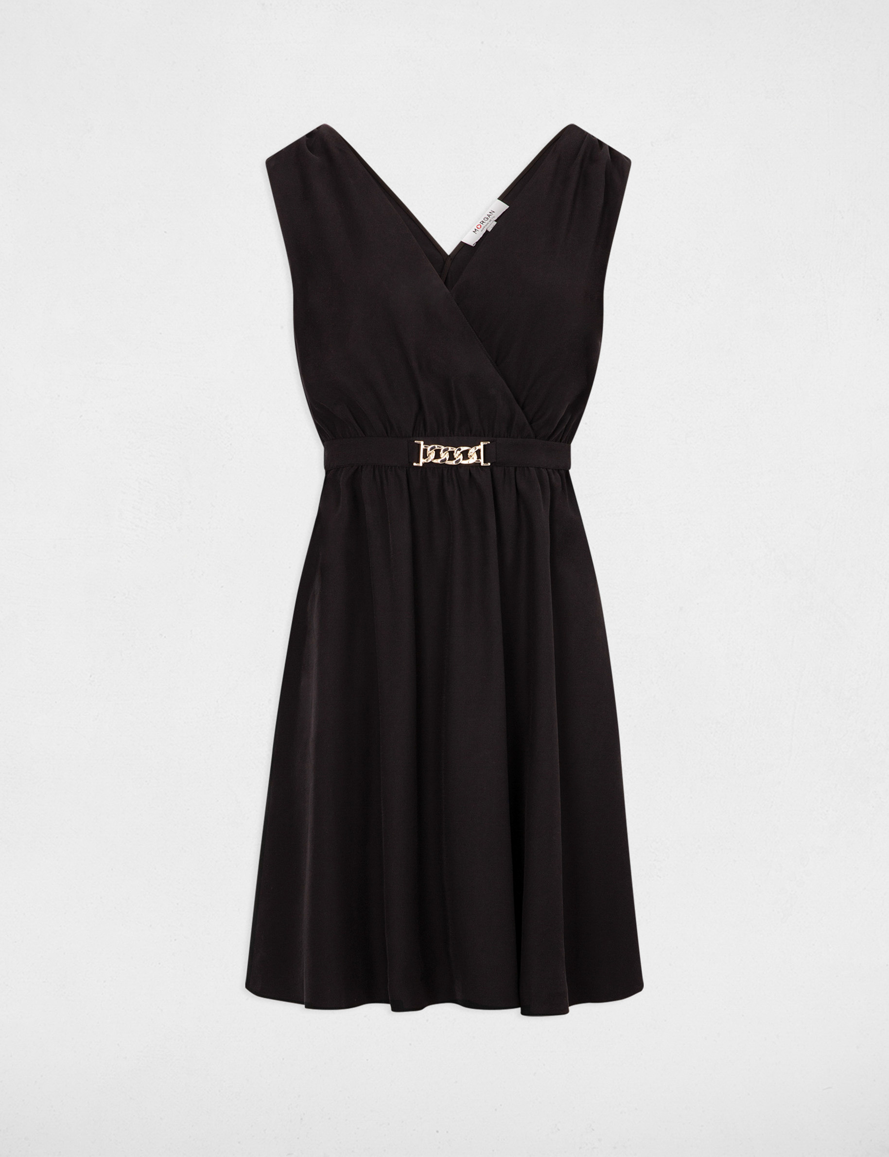 Robe courte patineuse à chaîne noir femme