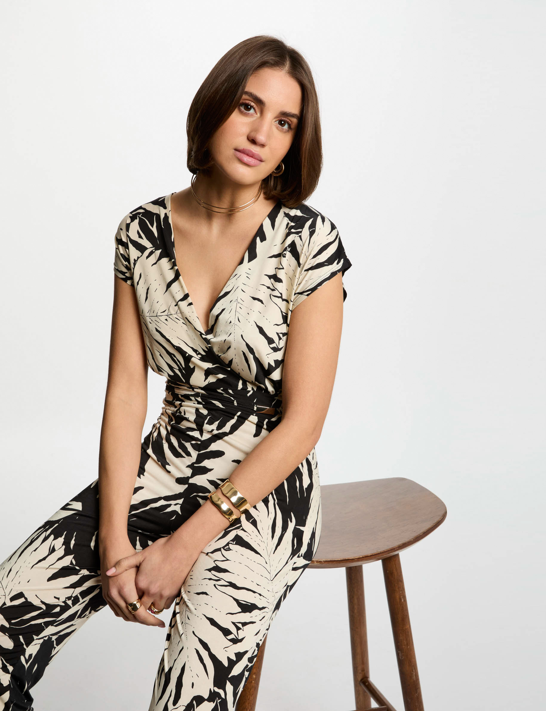 Lange jumpsuit met print meerkleurig vrouw