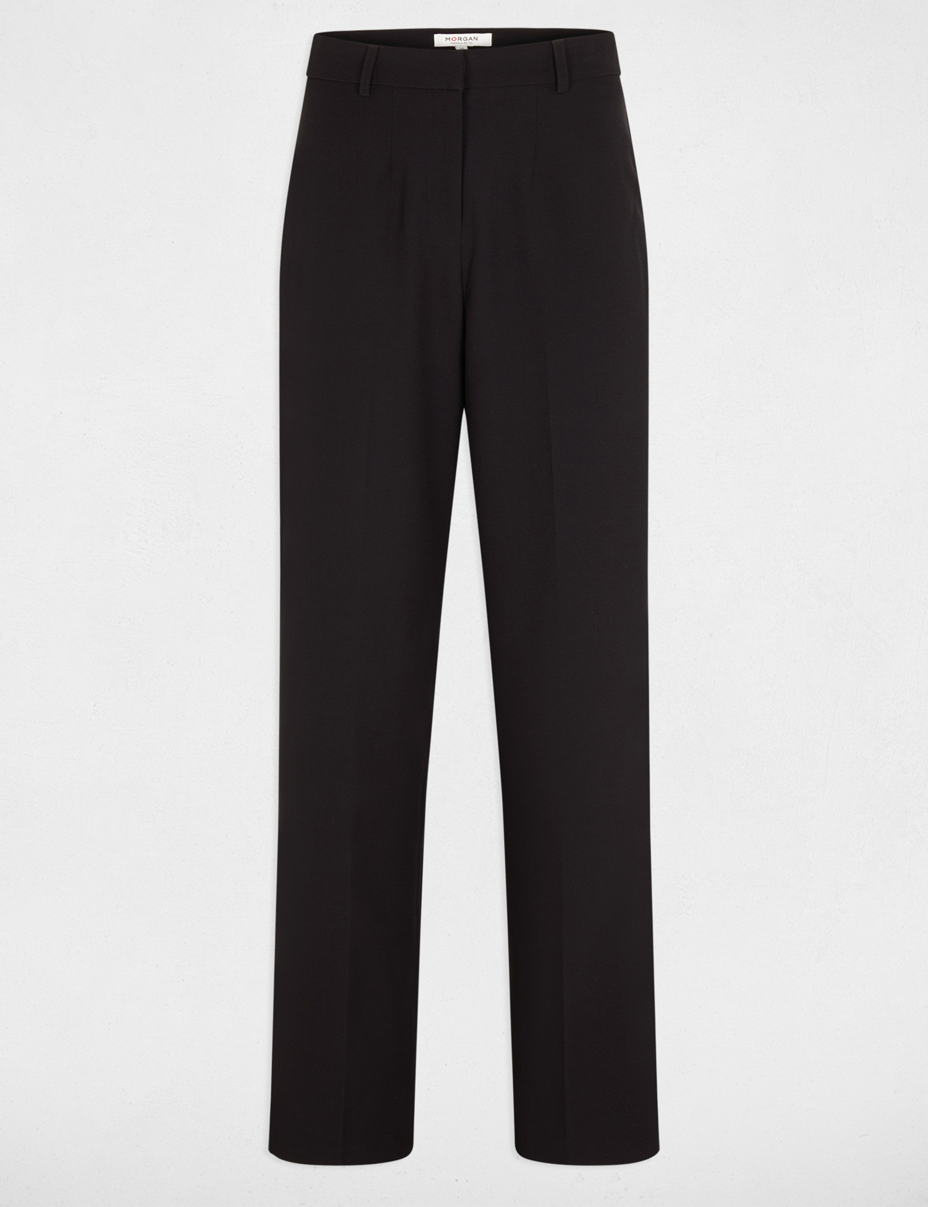 Pantalon droit à pinces noir femme