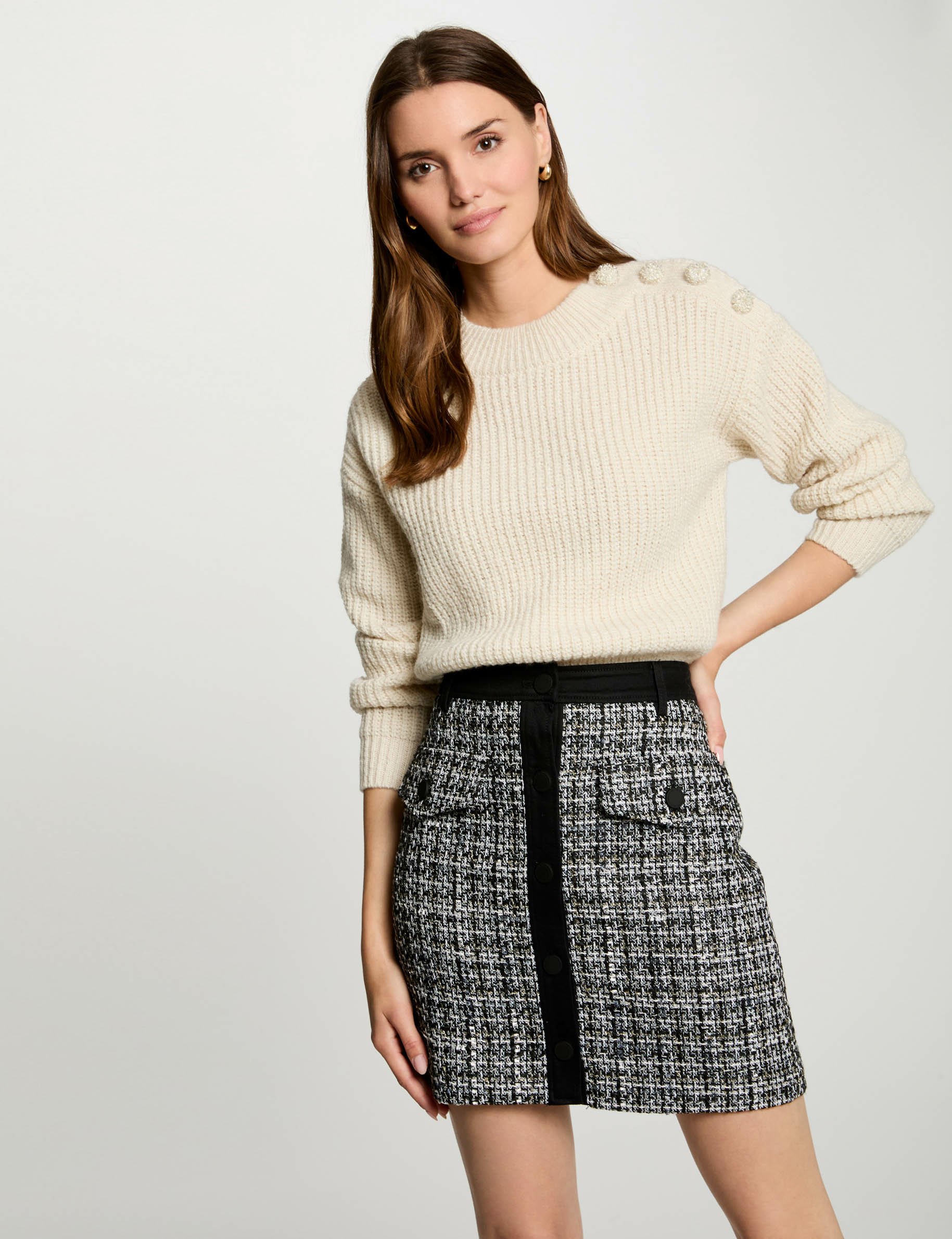 Jupe courte tweed multico femme