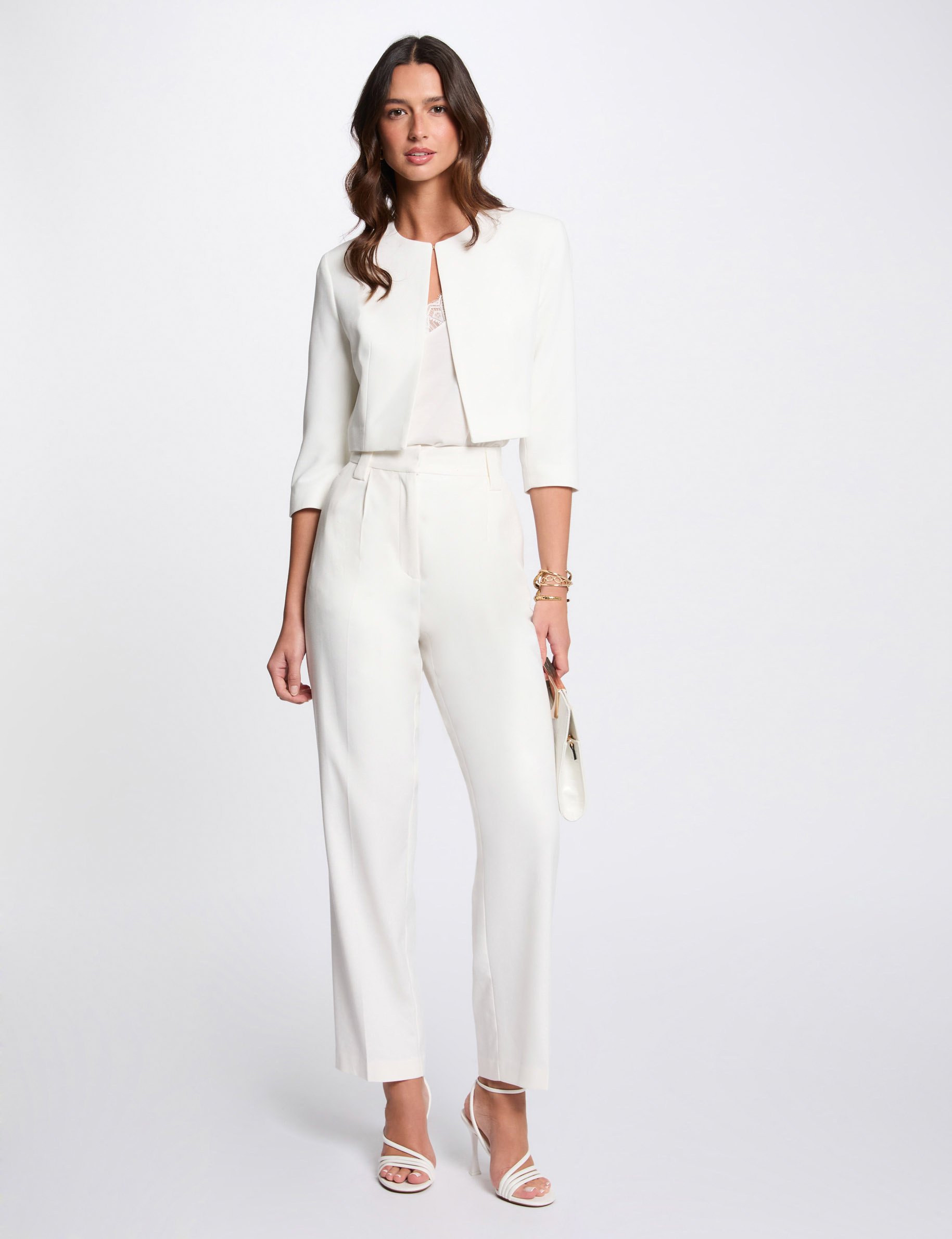 Veste courte manches 3/4 blanc femme