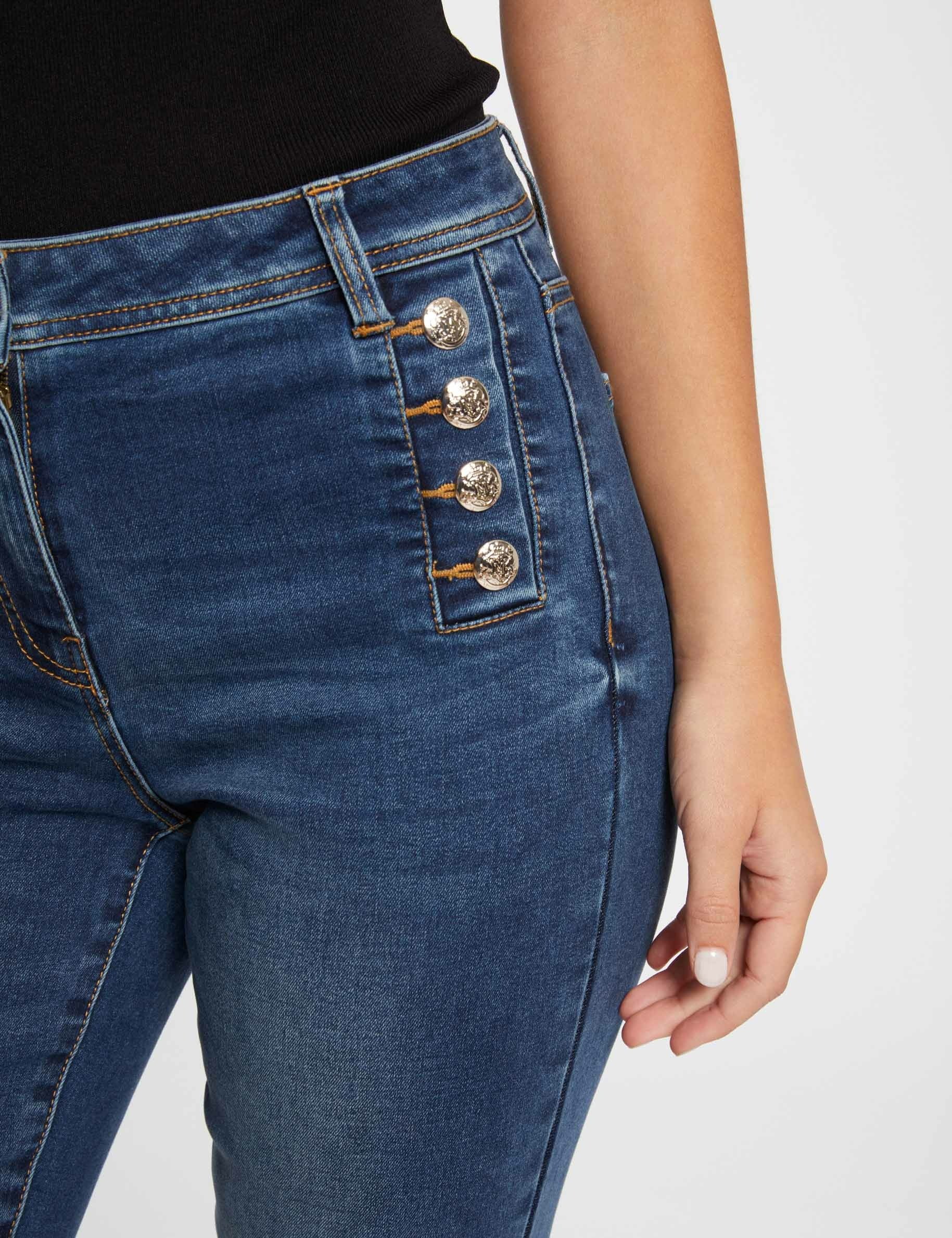 Jeans slim avec boutons denim stone femme