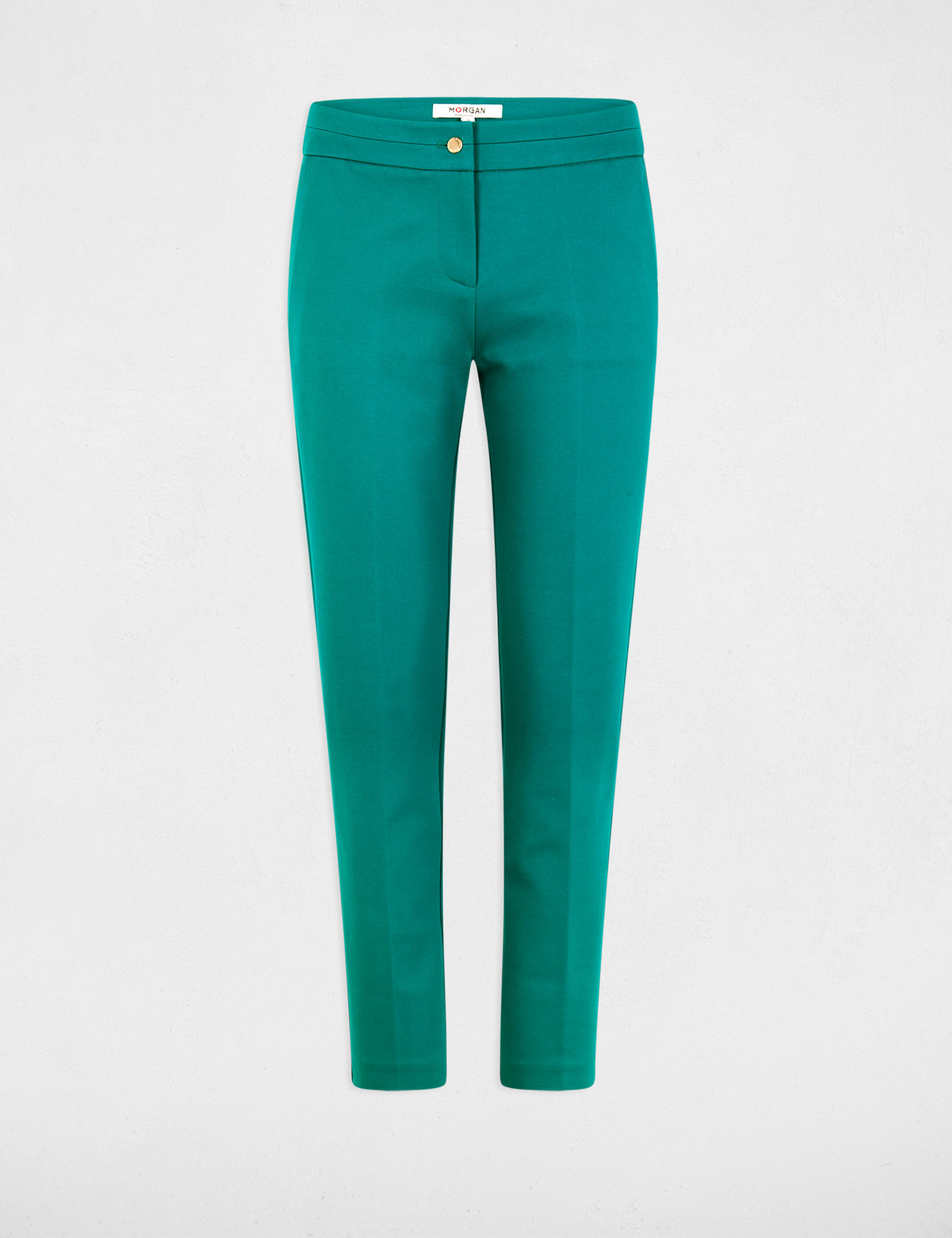 Pantalon cigarette à pinces bleu turquoise femme