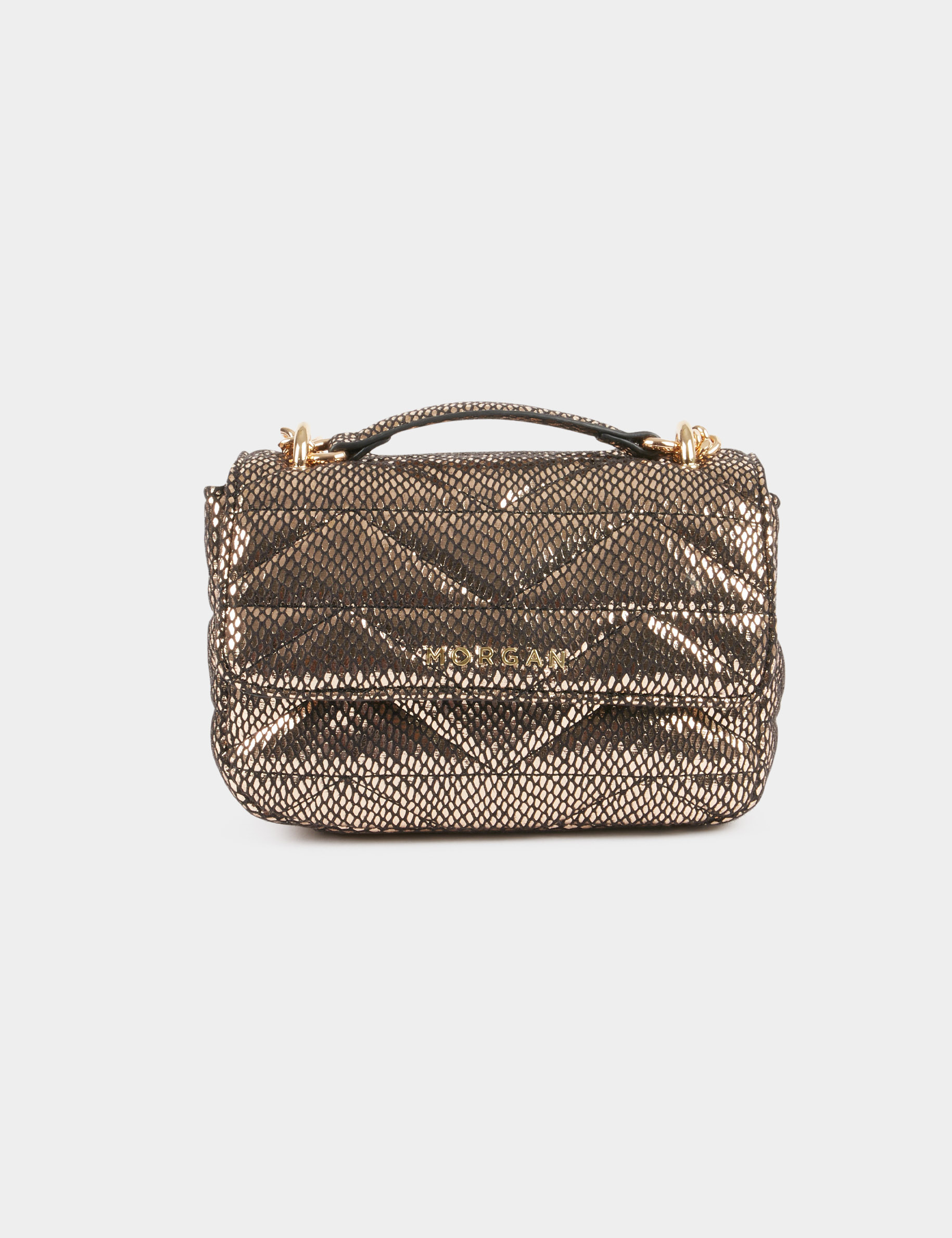 Glanzende matelassé clutch verguld vrouw