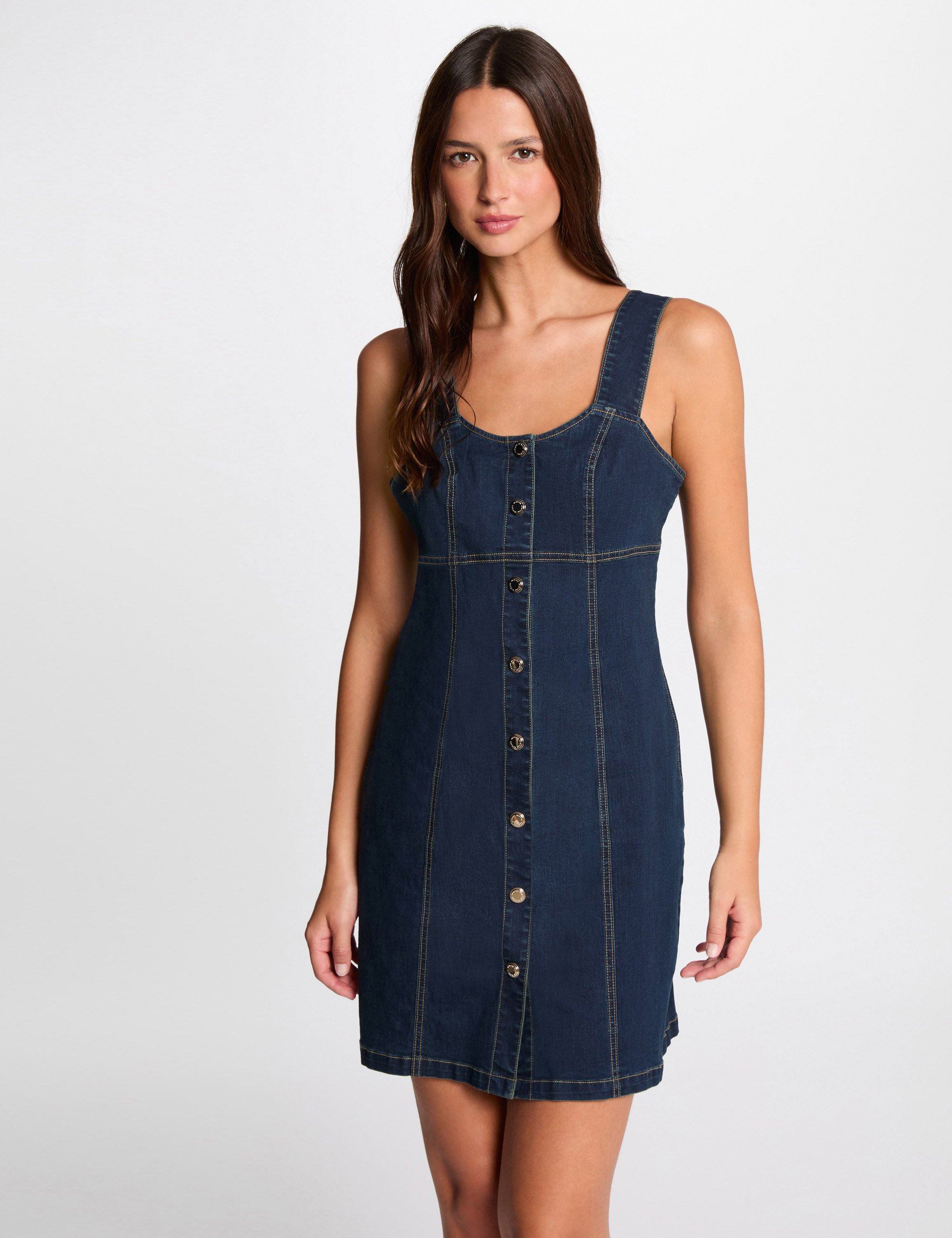 Robe courte droite en jean jean brut femme