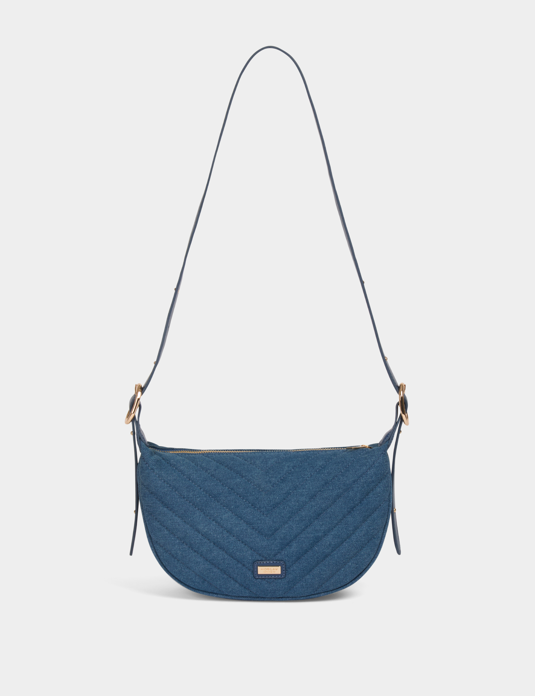 Sac demi-lune matelassé denim stone femme