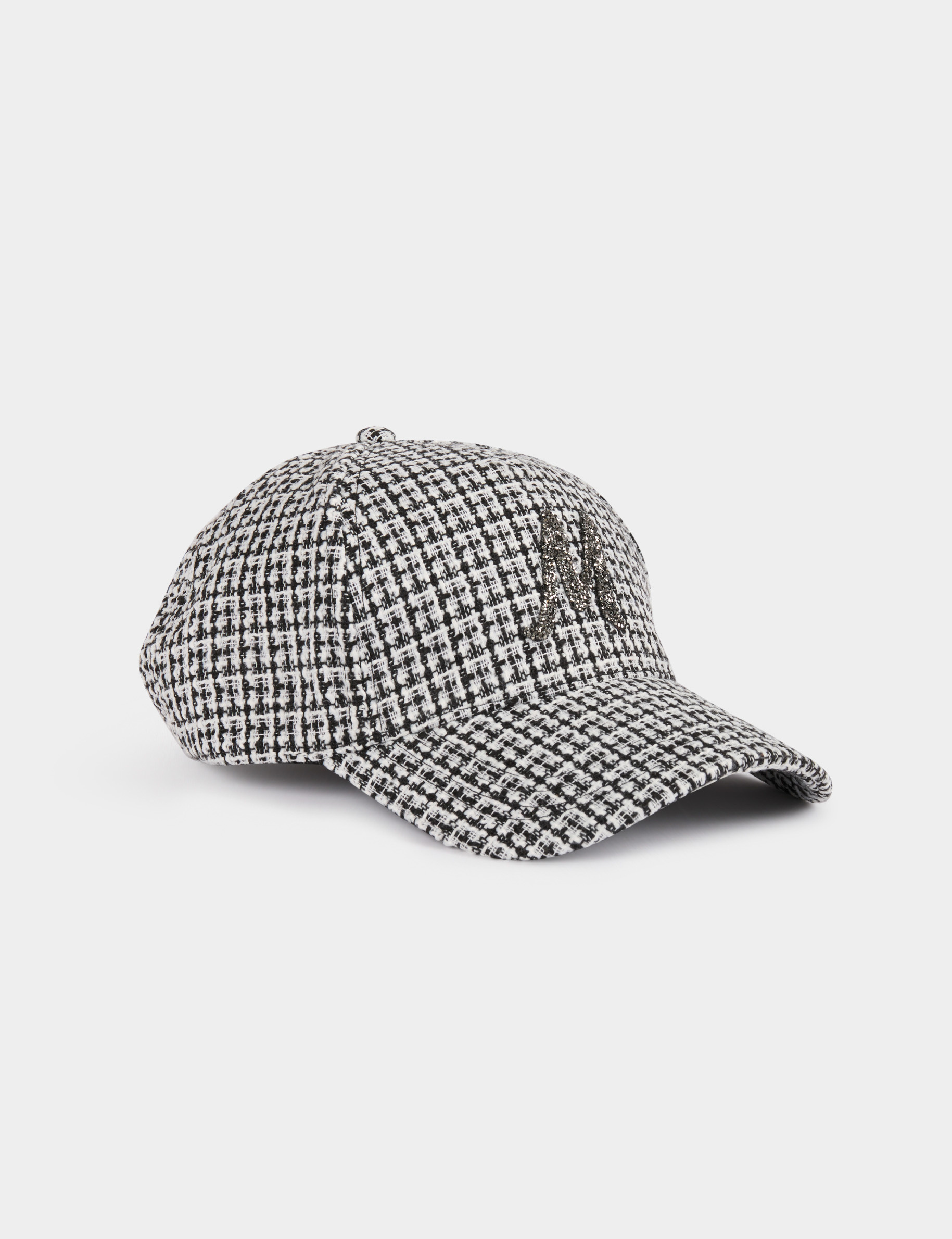 Casquette tweed M strass blanc femme