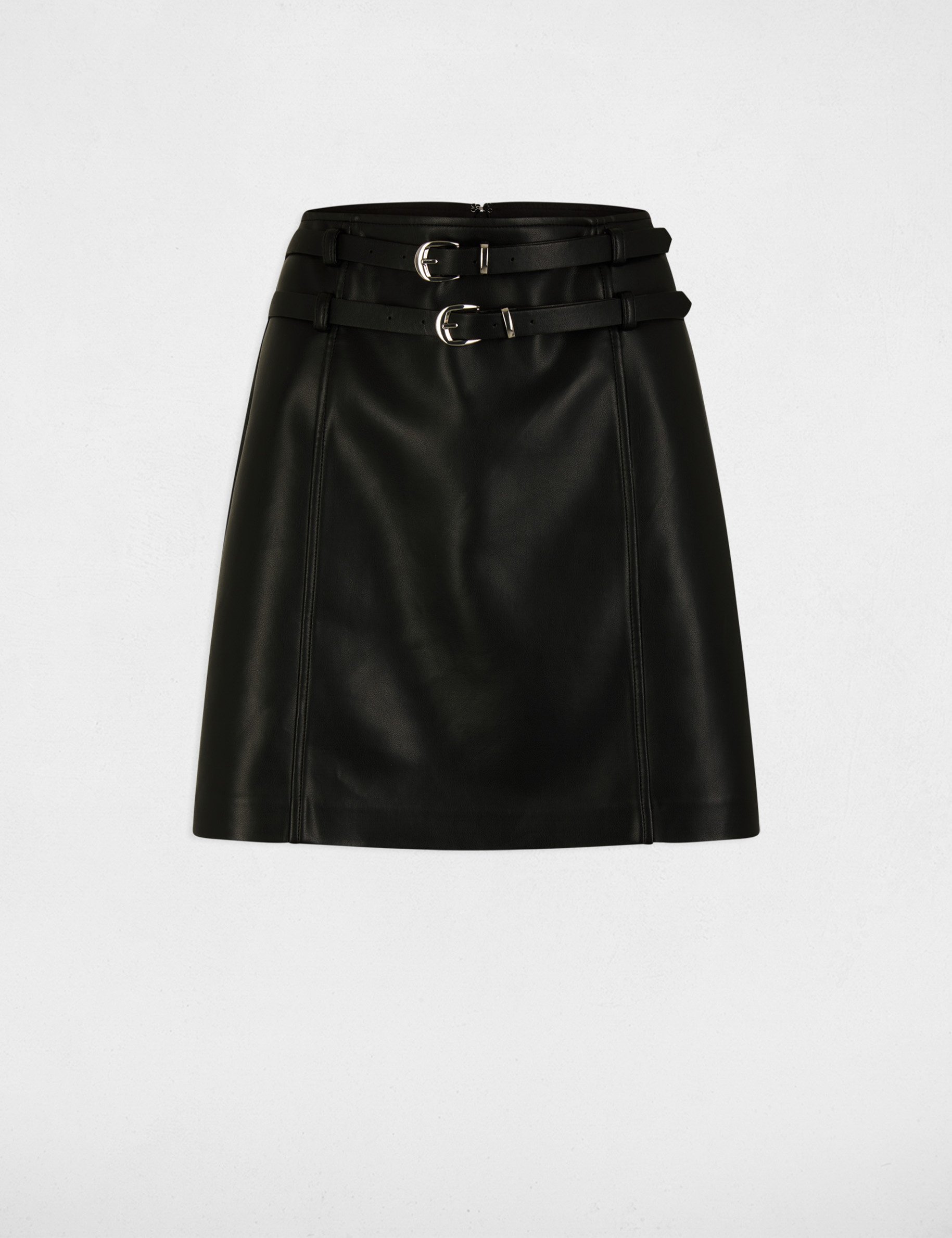 Jupe courte simili cuir noir femme