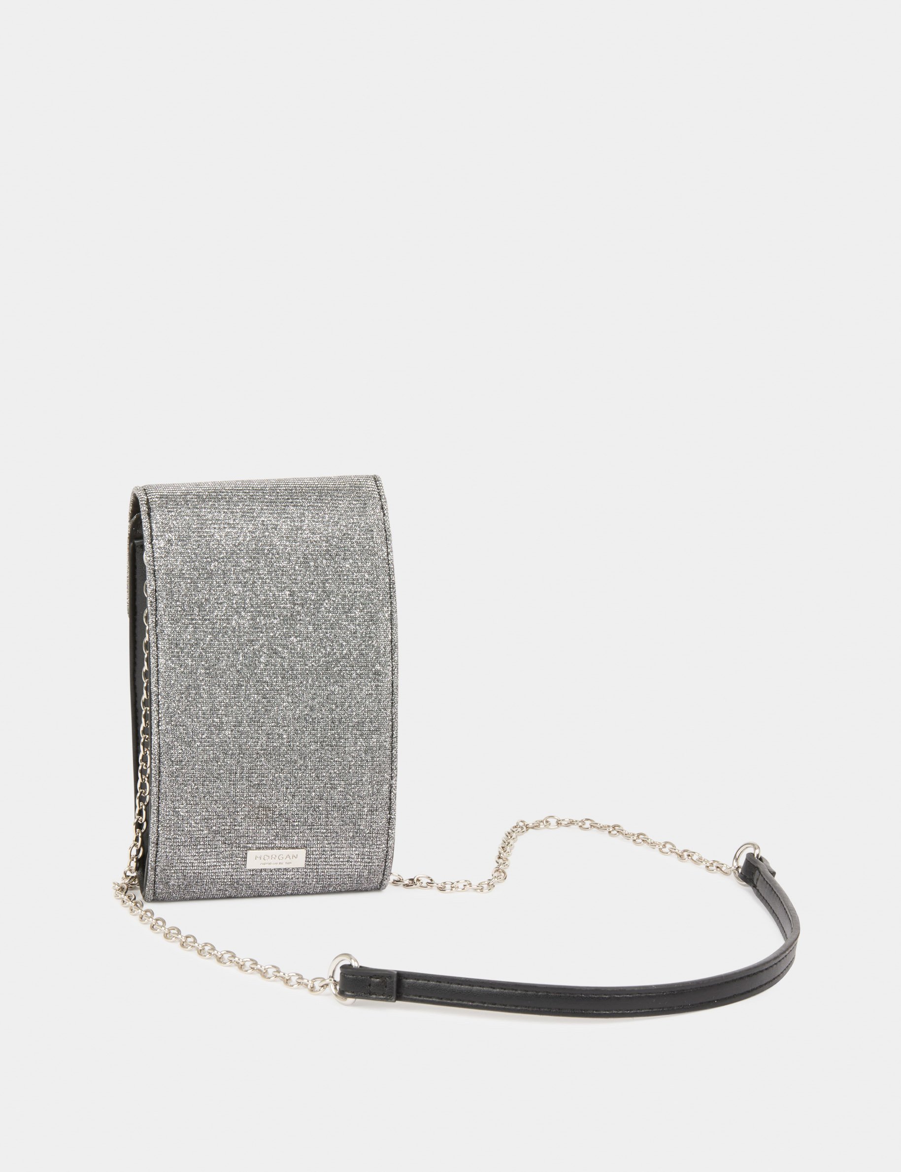 Pochette téléphone paillettes gris moyen femme