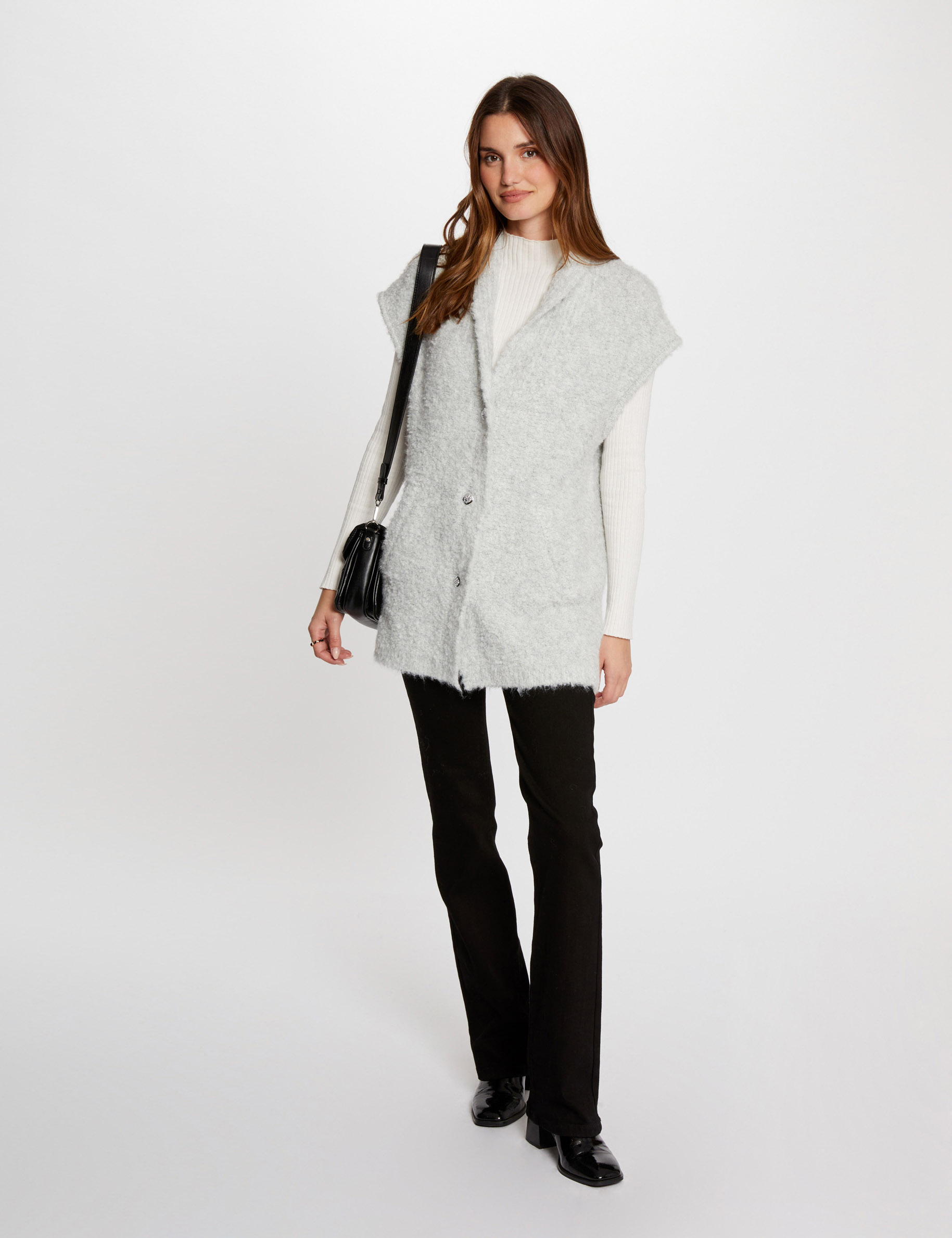 Gilet manches courtes gris moyen femme