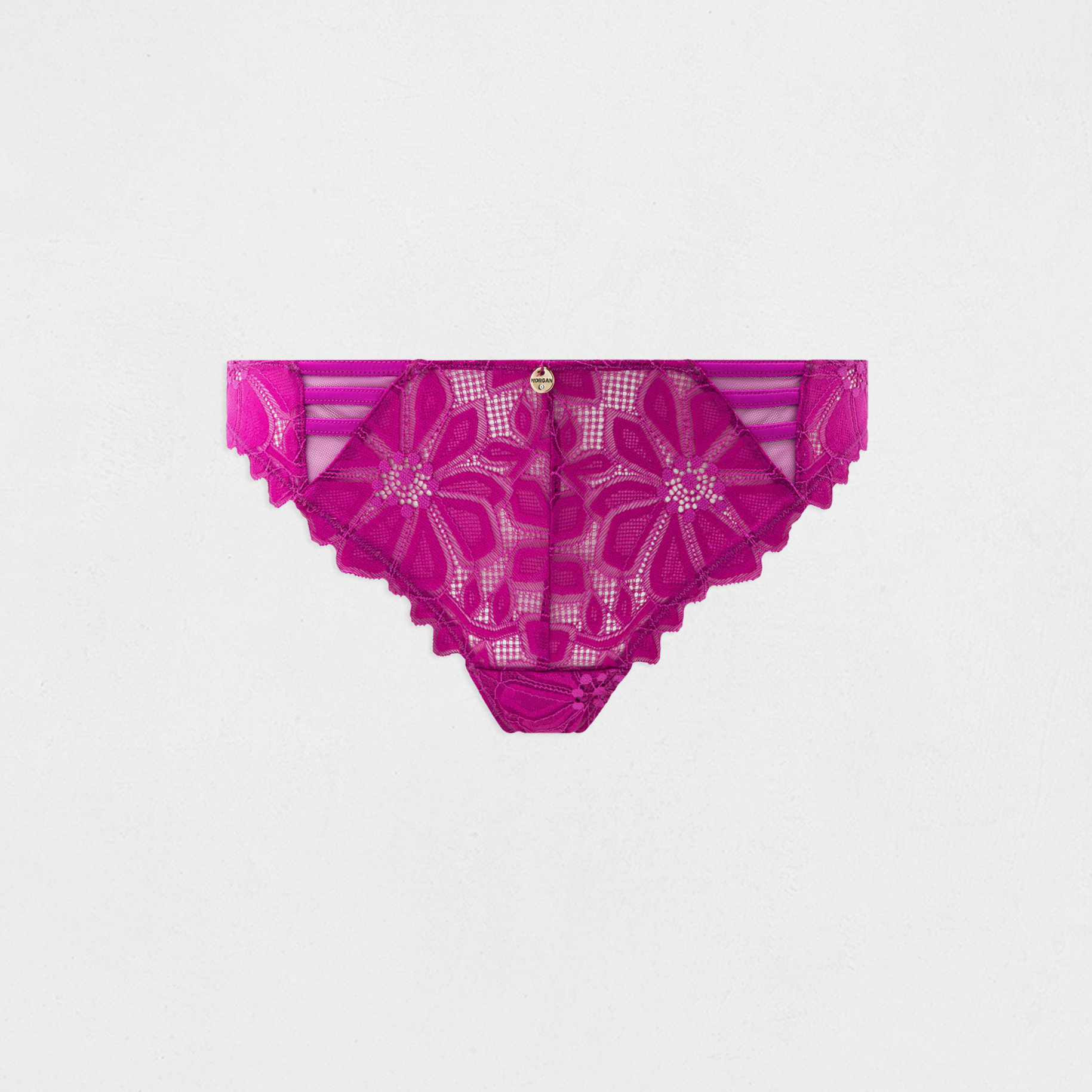 Tanga en dentelle violet femme