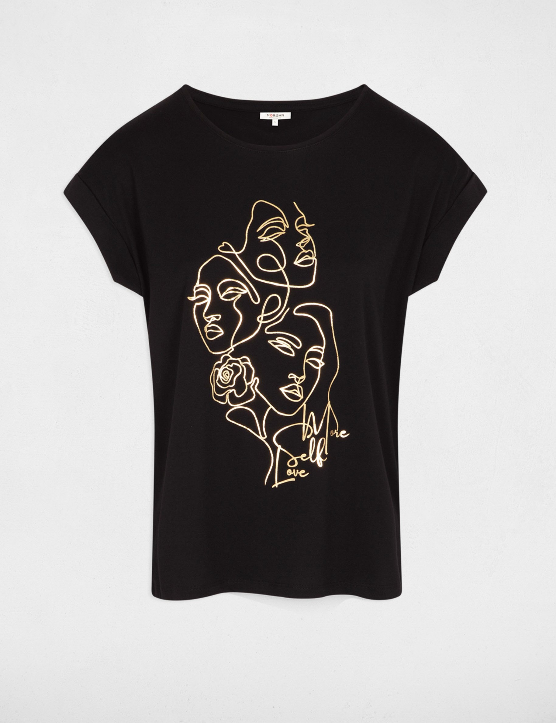 T-shirt met korte mouwen zwart vrouw