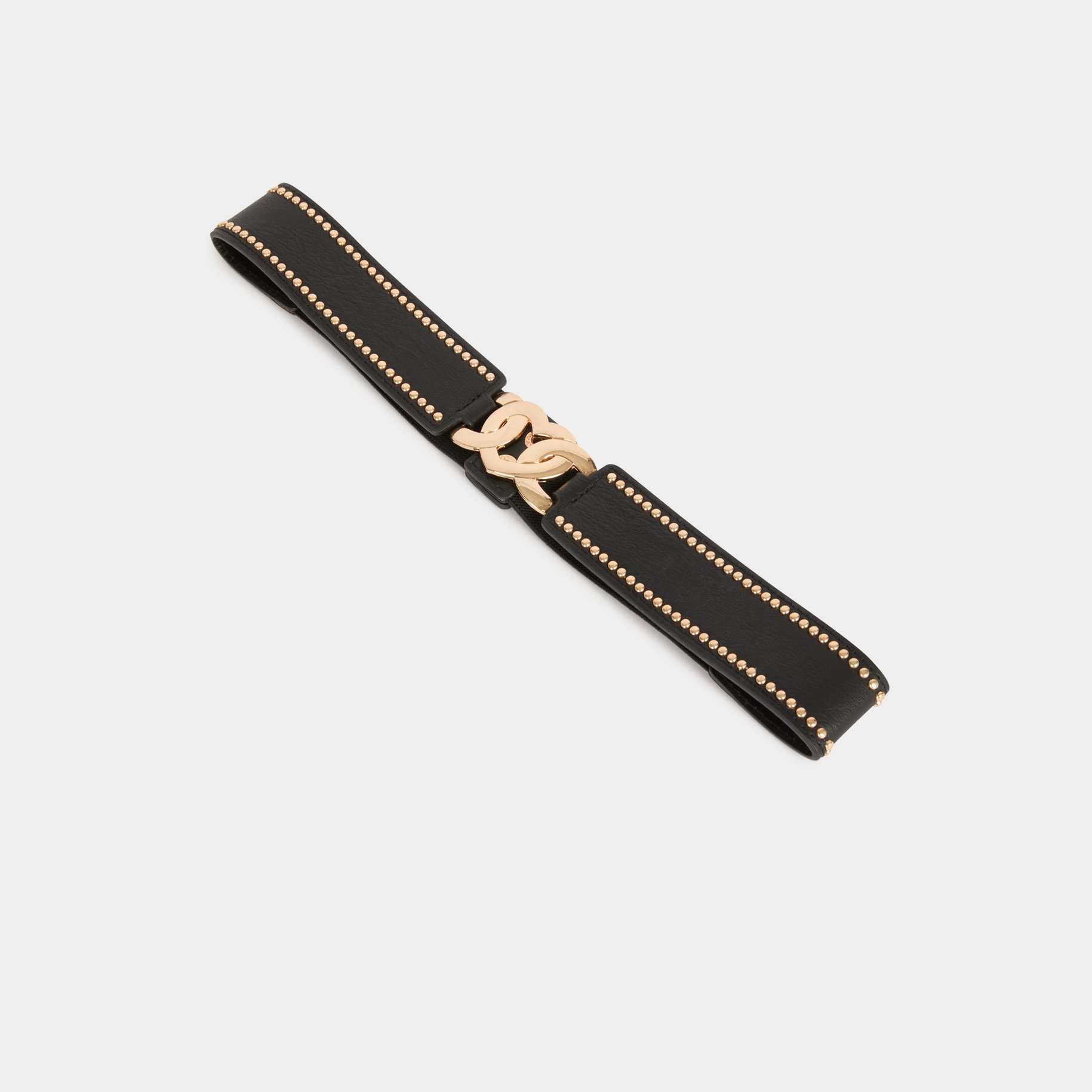 Ceinture élastiquée à clous noir femme