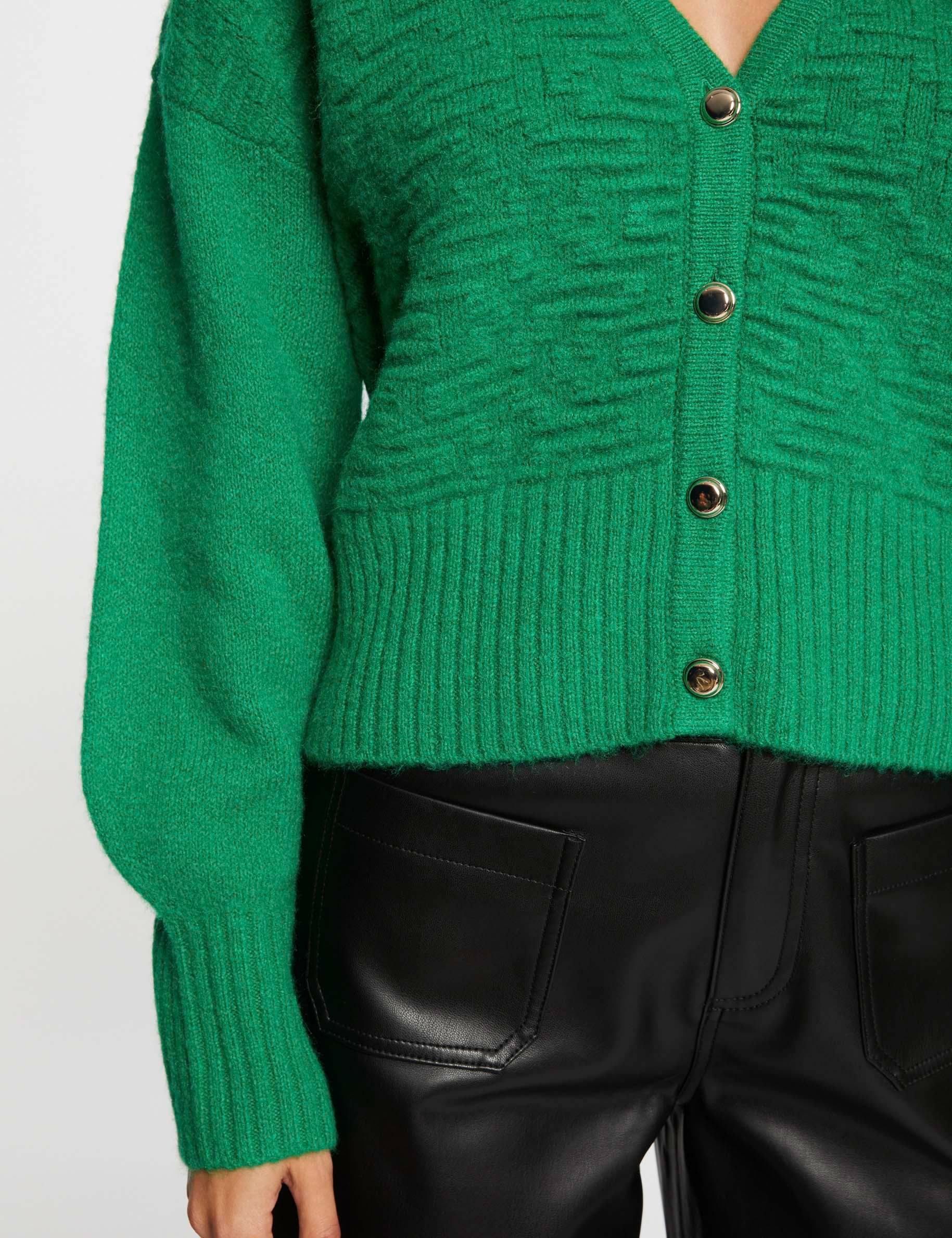 Cardigan met lange mouwen en V-hals groen vrouw