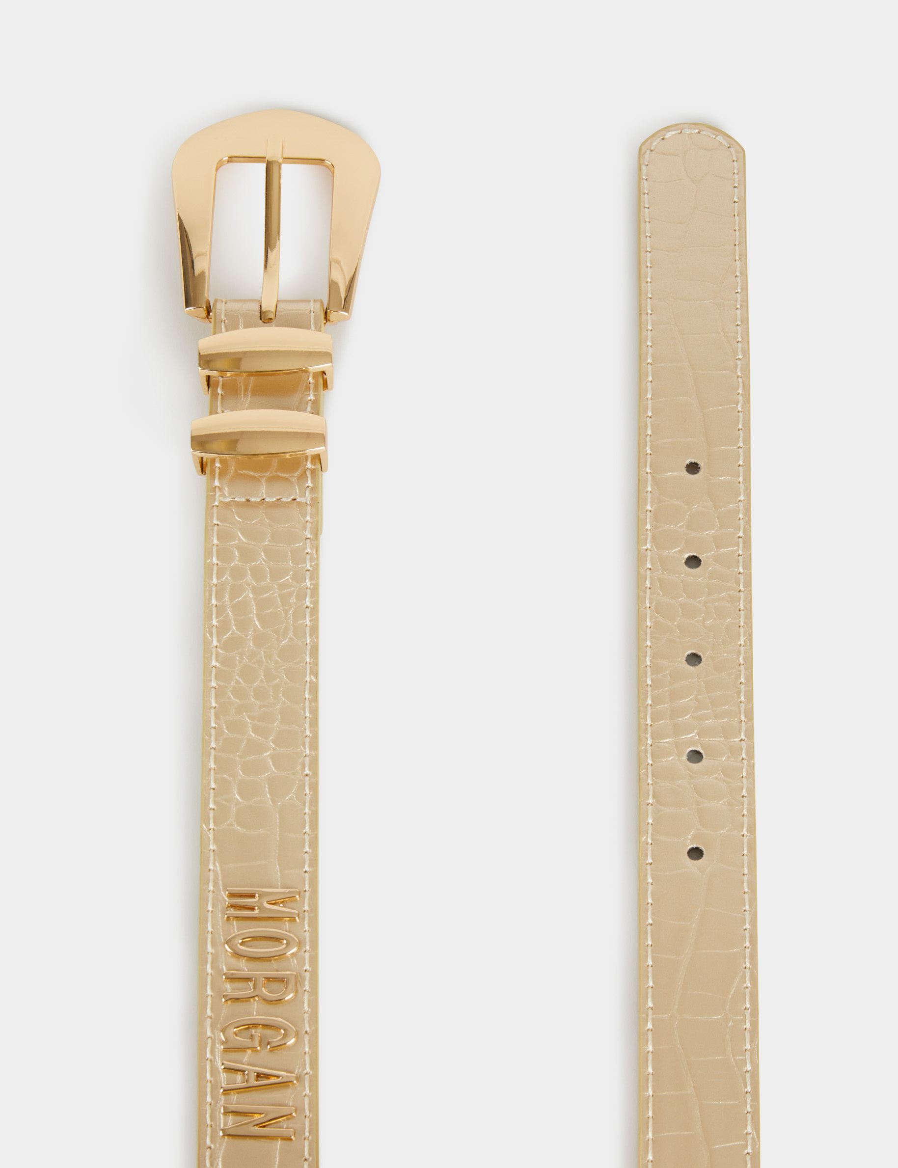 Ceinture croco logo Morgan jaune or femme