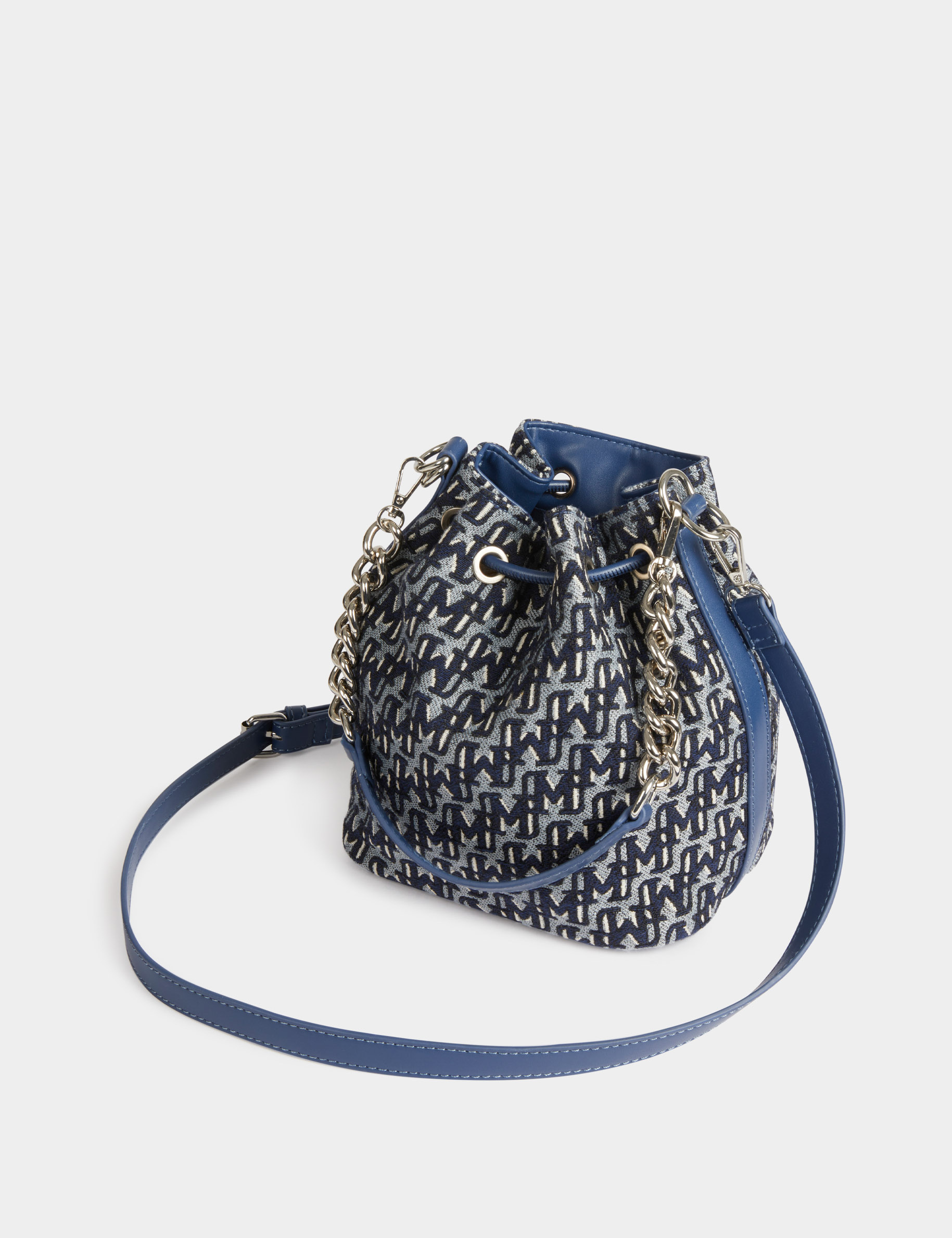 Sac seau imprimé monogramme denim stone femme