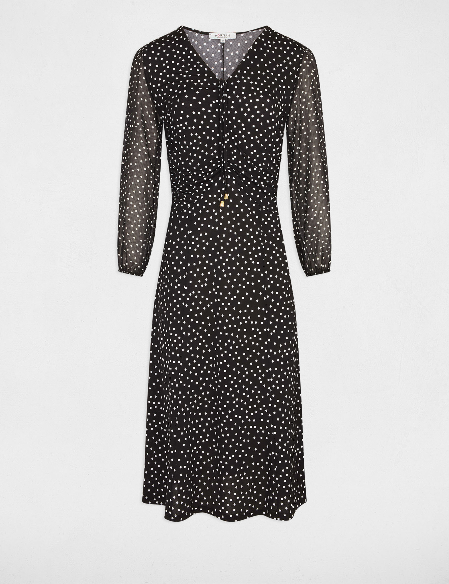 Robe cintrée fluide à pois multico femme