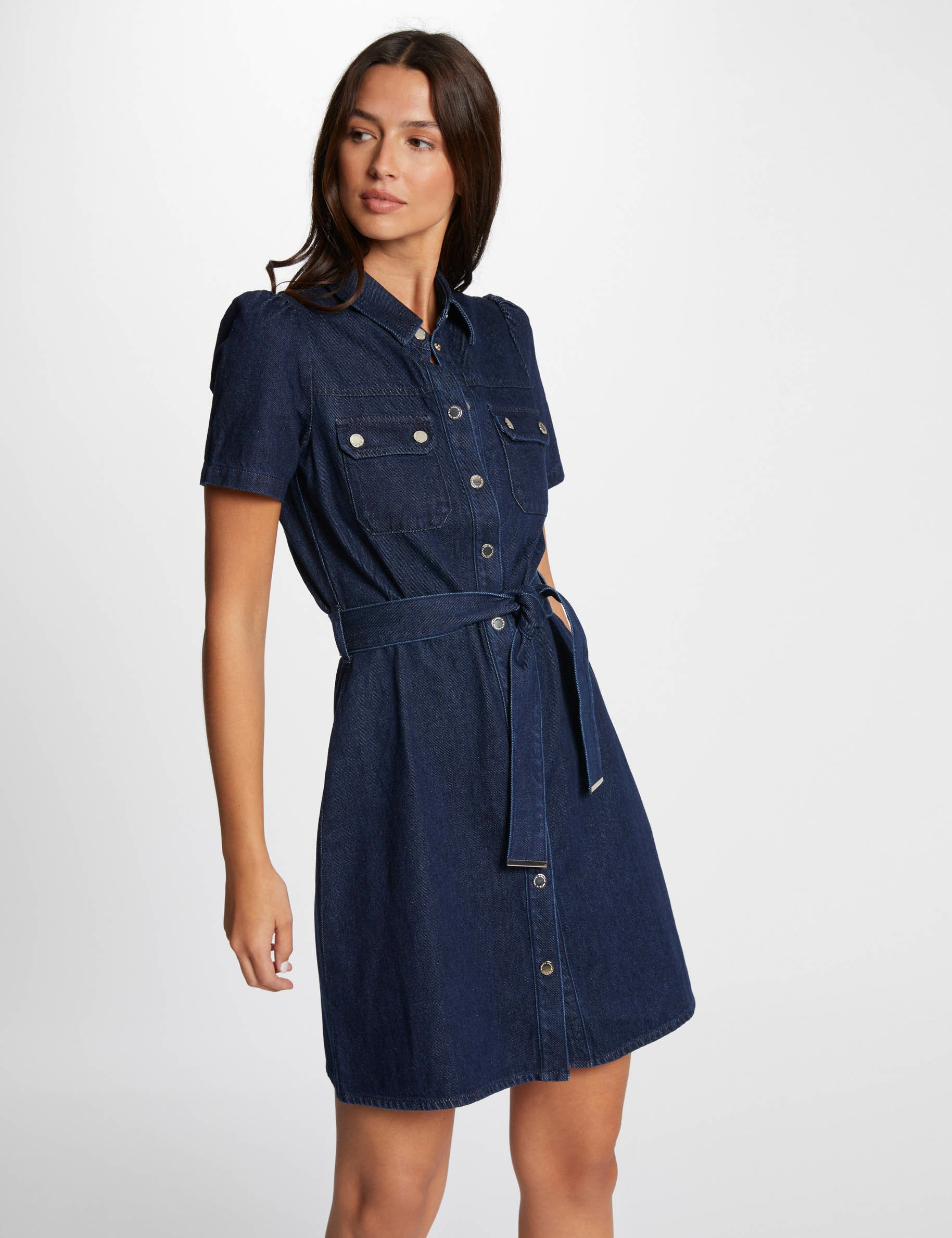 Robe courte droite en jean jean brut femme