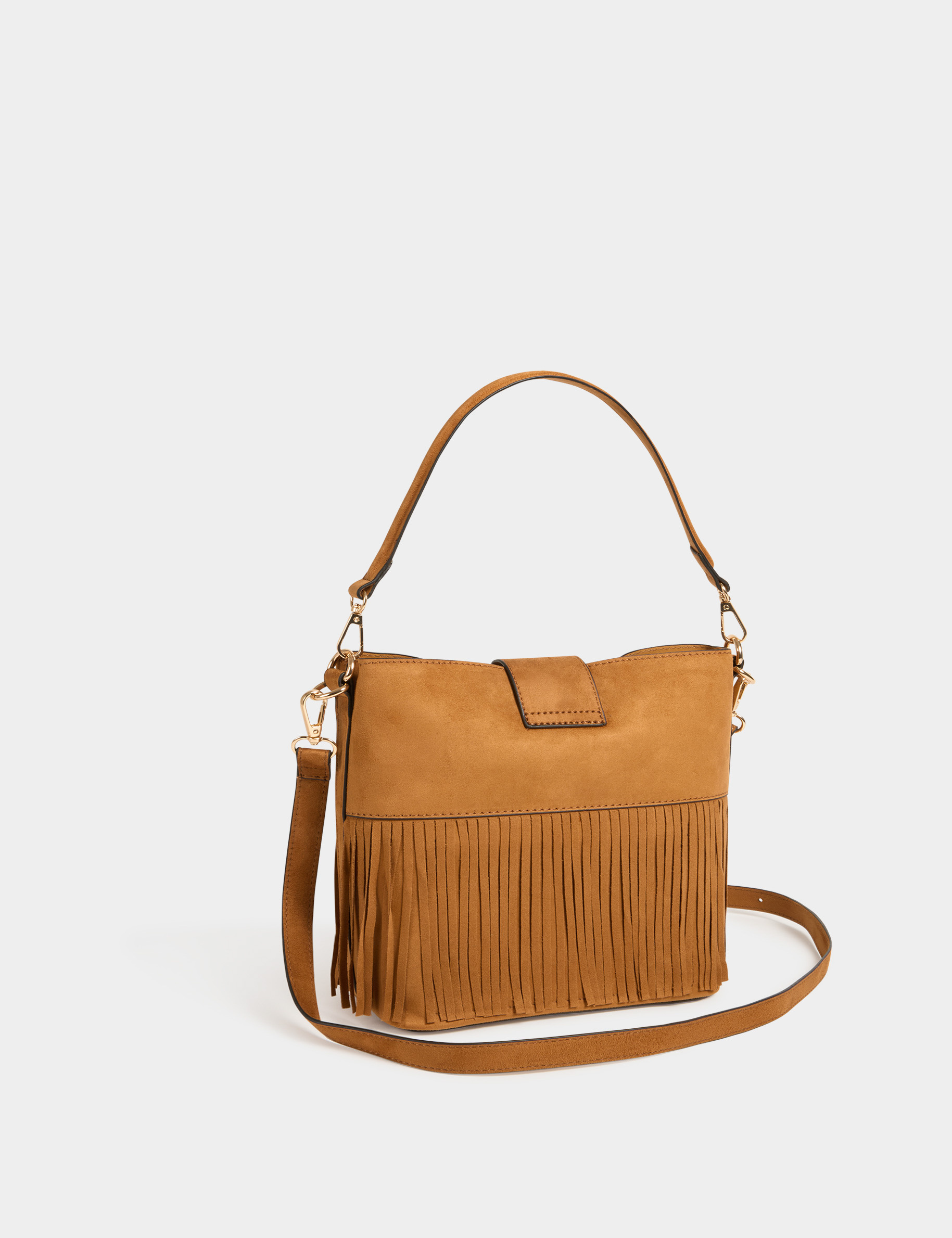 Sac avec franges camel femme