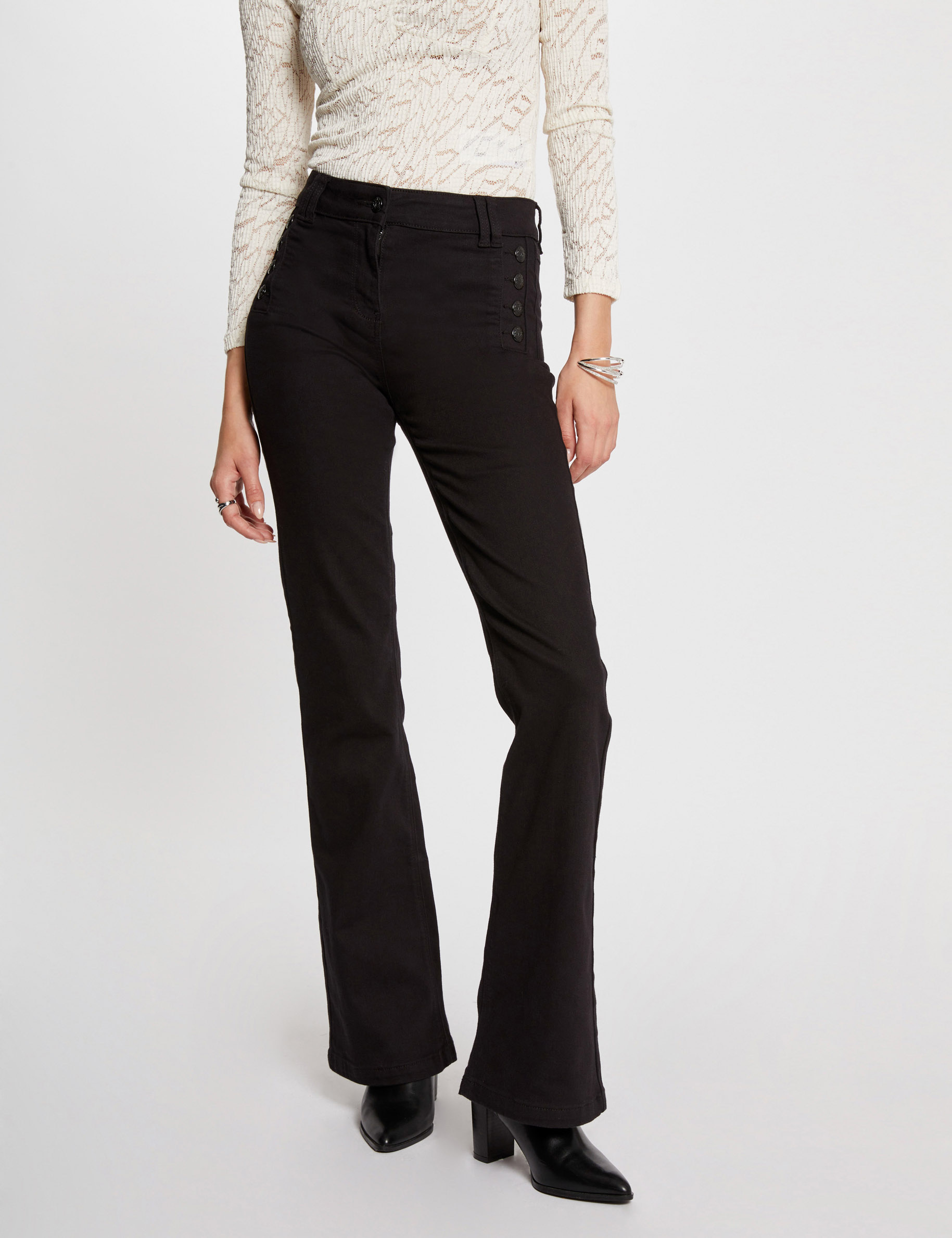 Flare jeans met hoge taille zwart vrouw