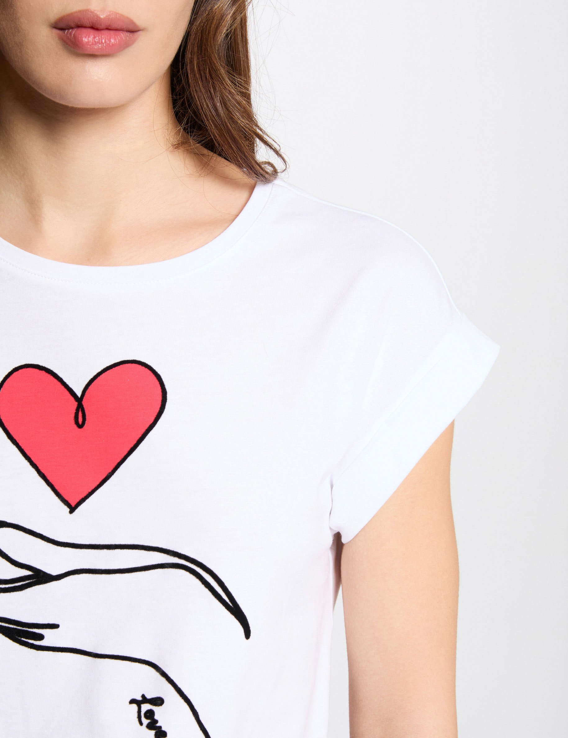 T-shirt met opschrift helder wit vrouw