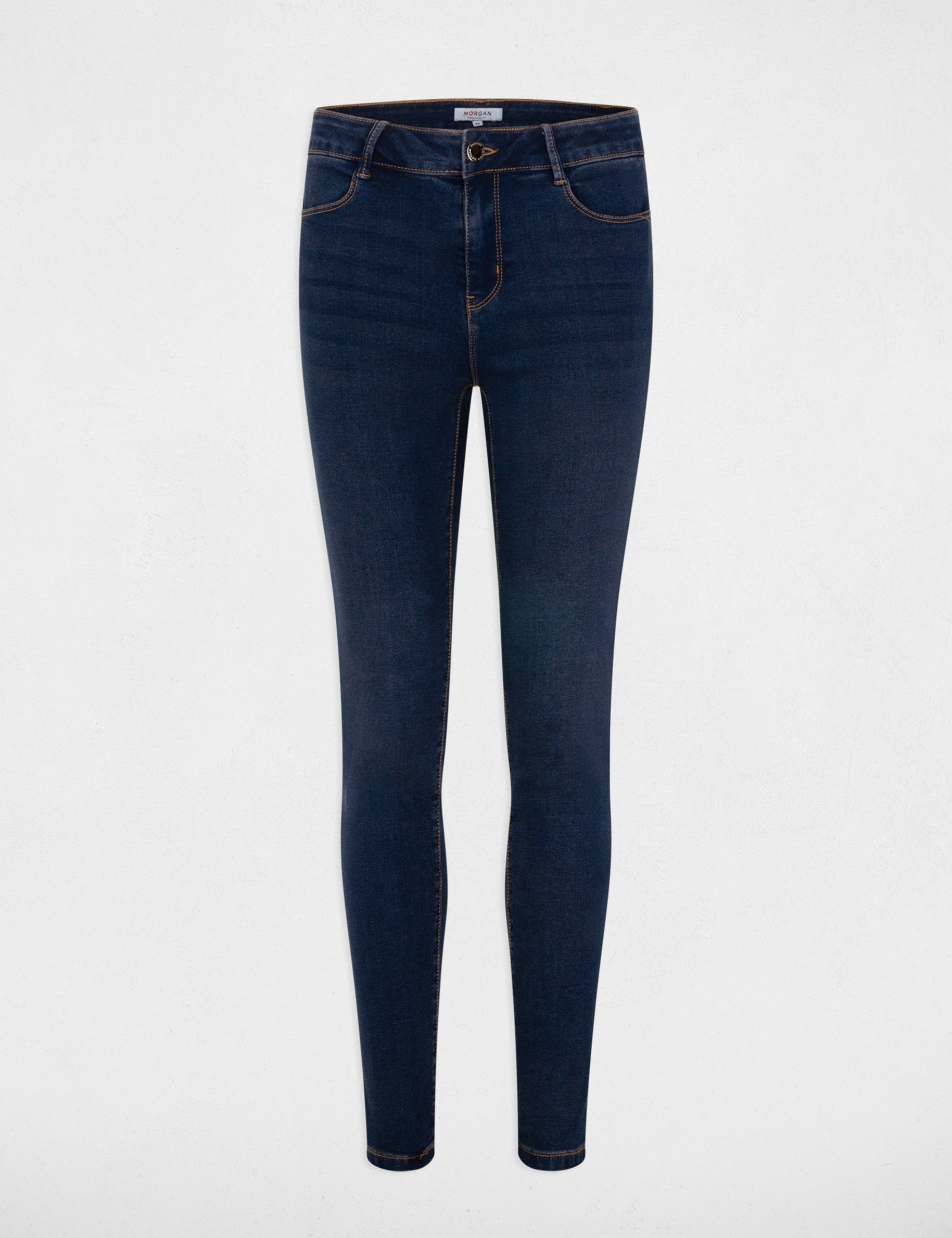 Slim fit jeans standaardmaat ruw denim vrouw