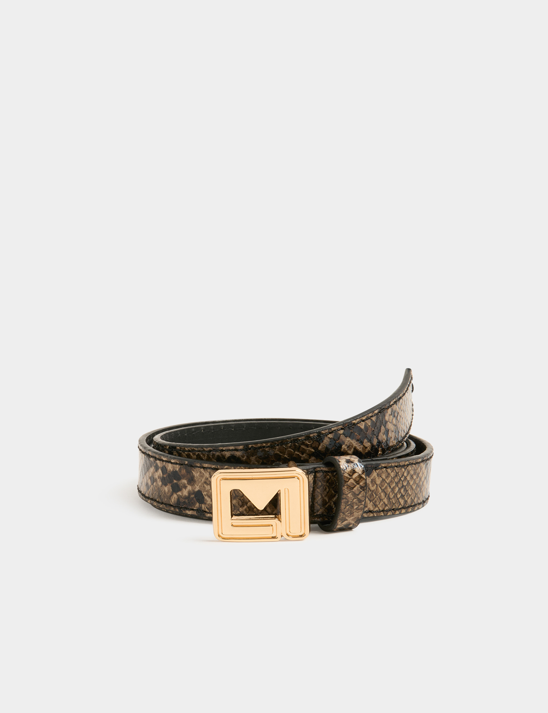 Ceinture python boucle M noir femme