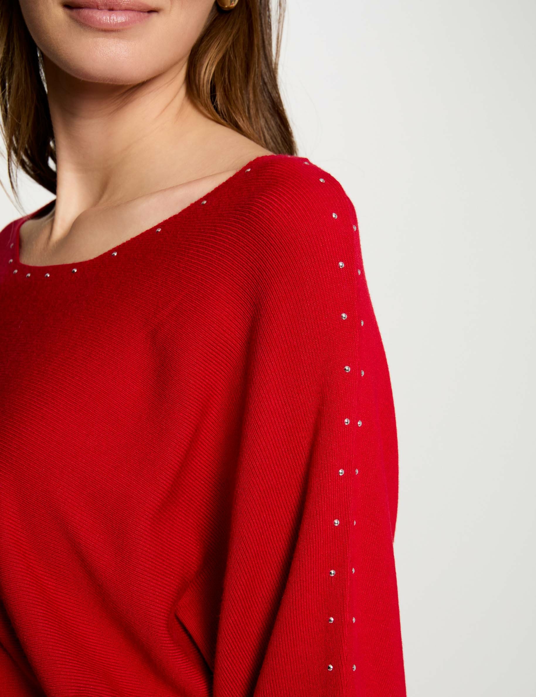 Robe tricot longue ajustée rouge femme