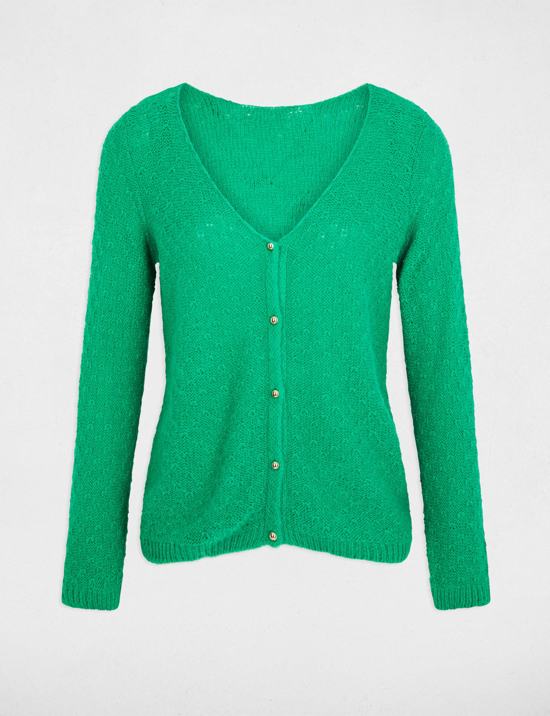 Gilet met lange mouwen en V-hals groen vrouw