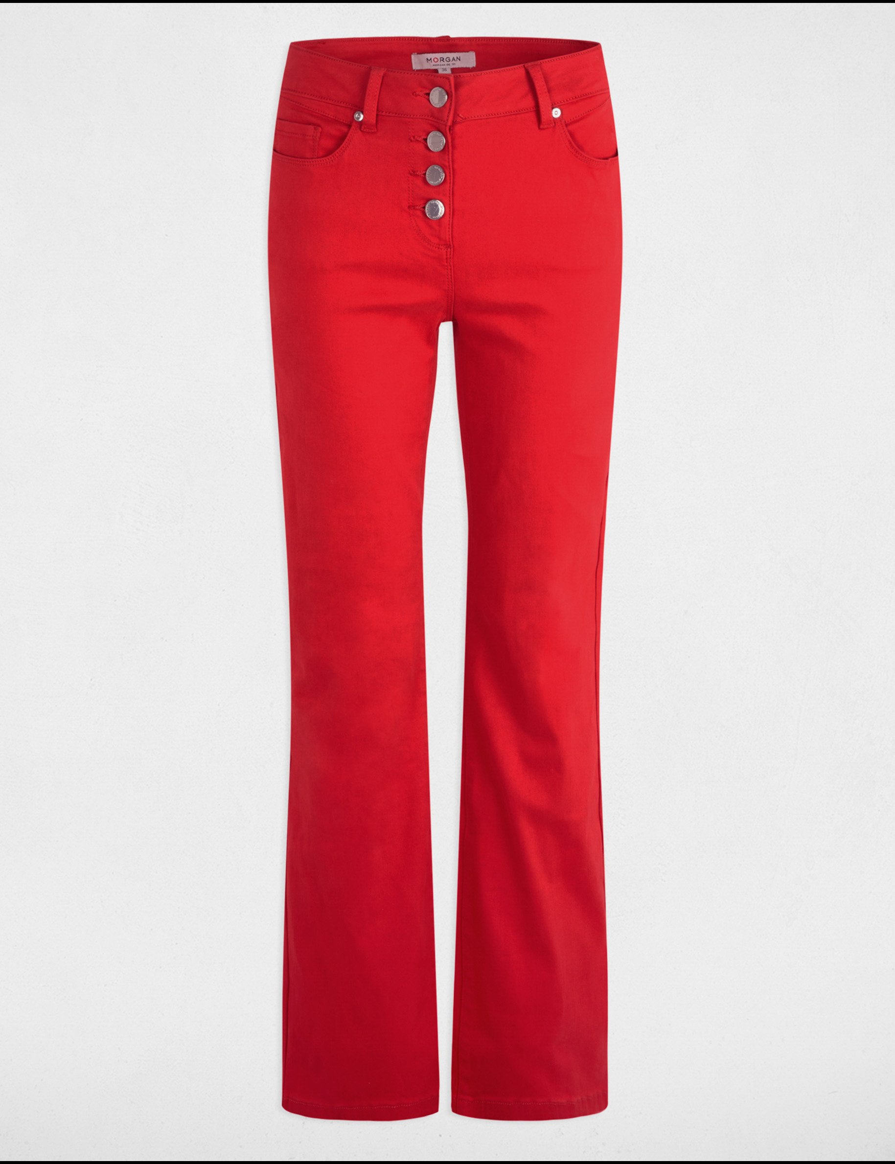 Pantalon bootcut boutonné rouge femme