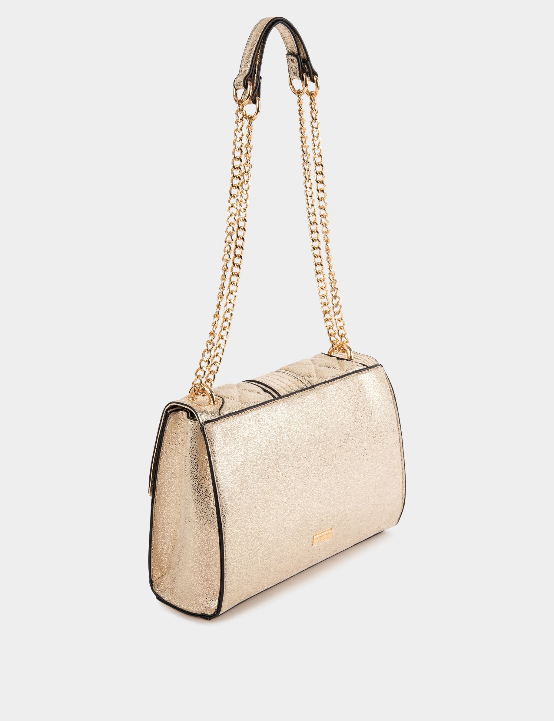 Gewatteerde metallic tas met klep goudgeel vrouw