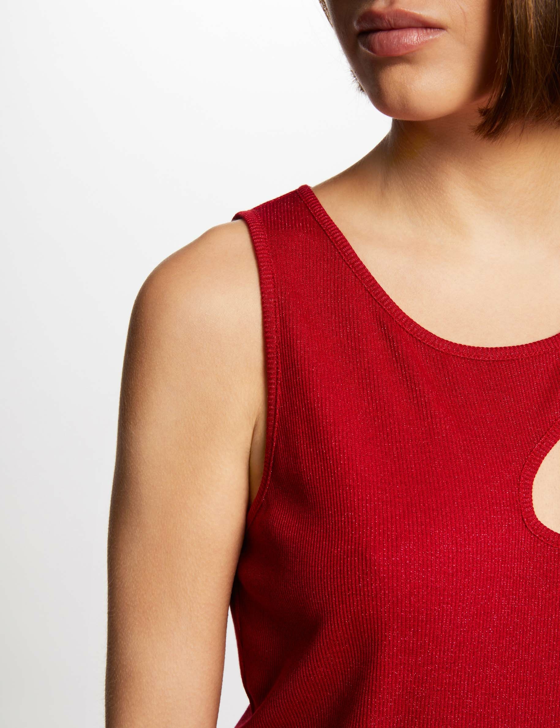 Mouwloos T-shirt met opening medium rood vrouw