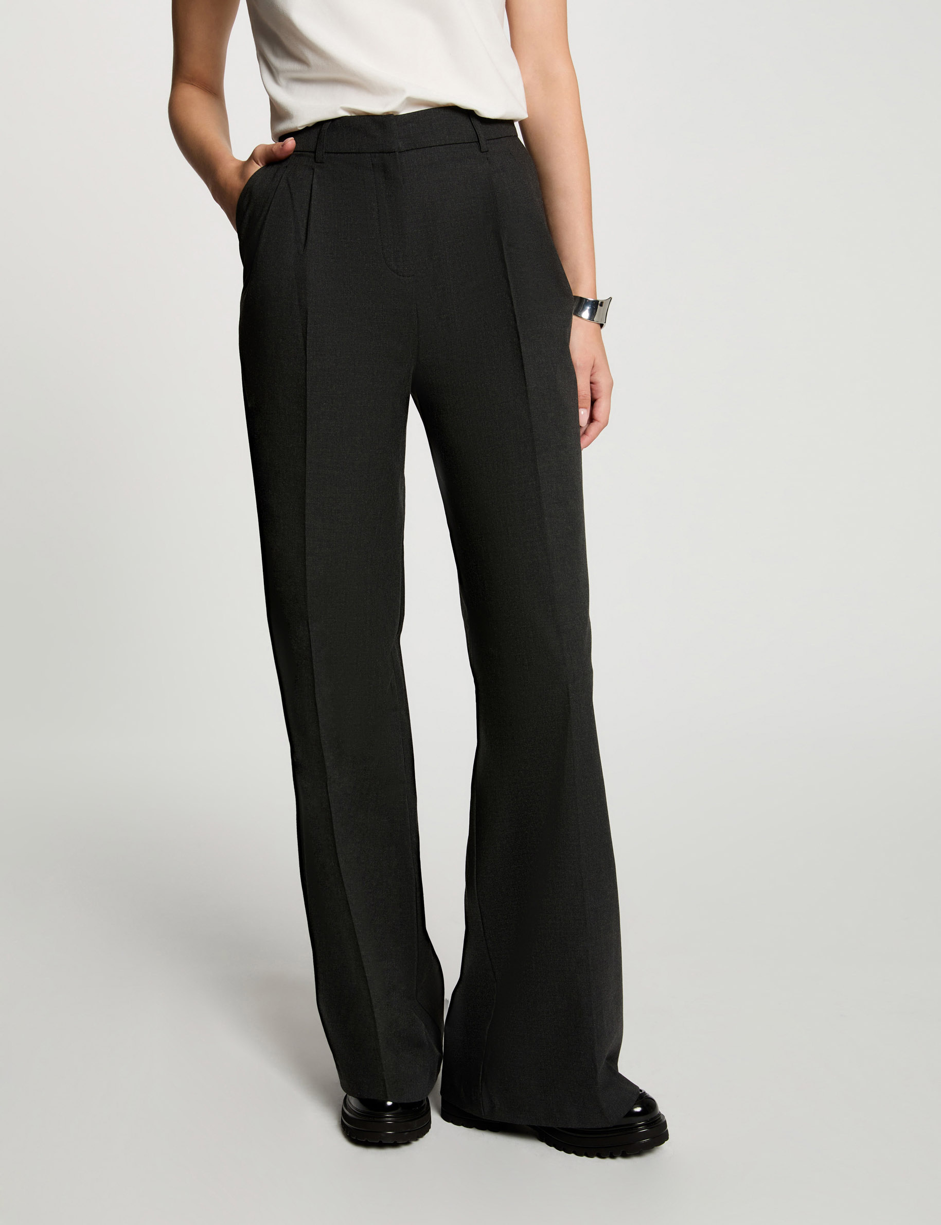 Pantalon a pince femme gris best sale