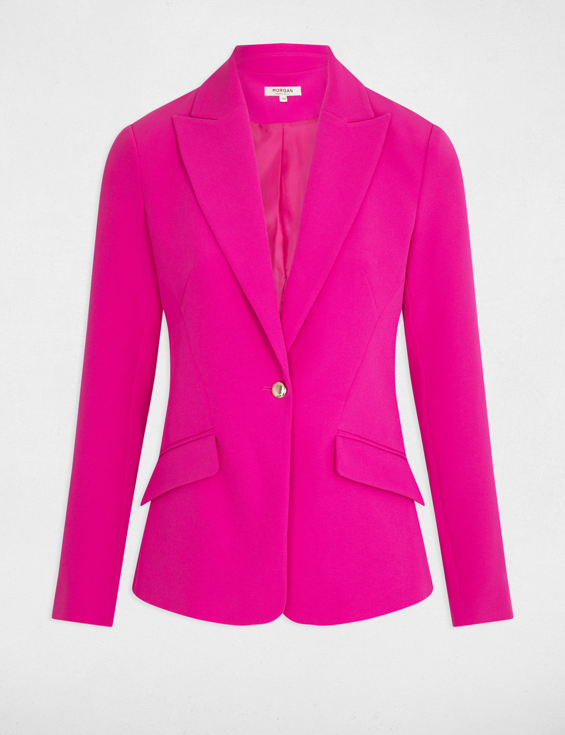 Blazer droit manches longues rose fonce femme