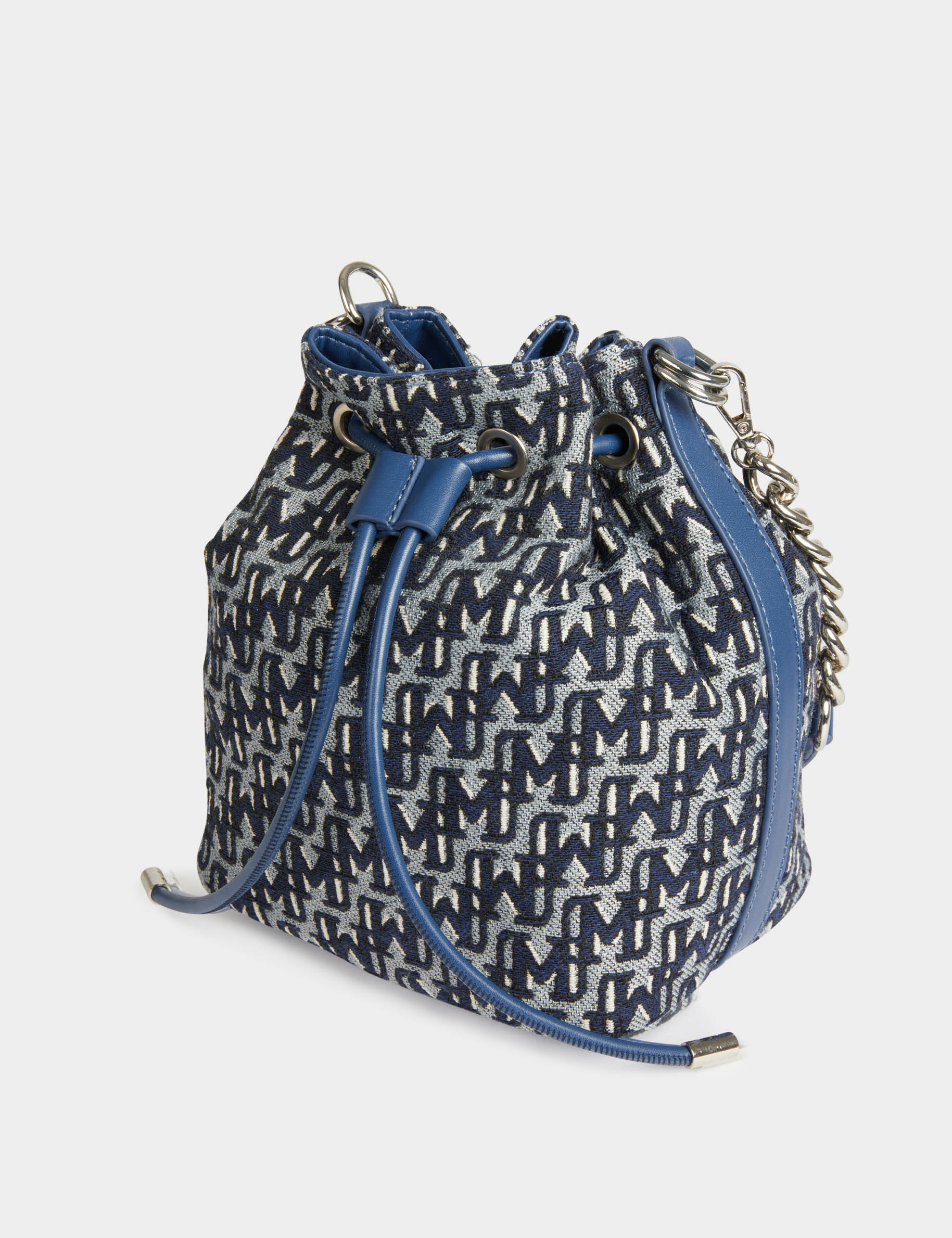 Sac seau imprimé monogramme denim stone femme