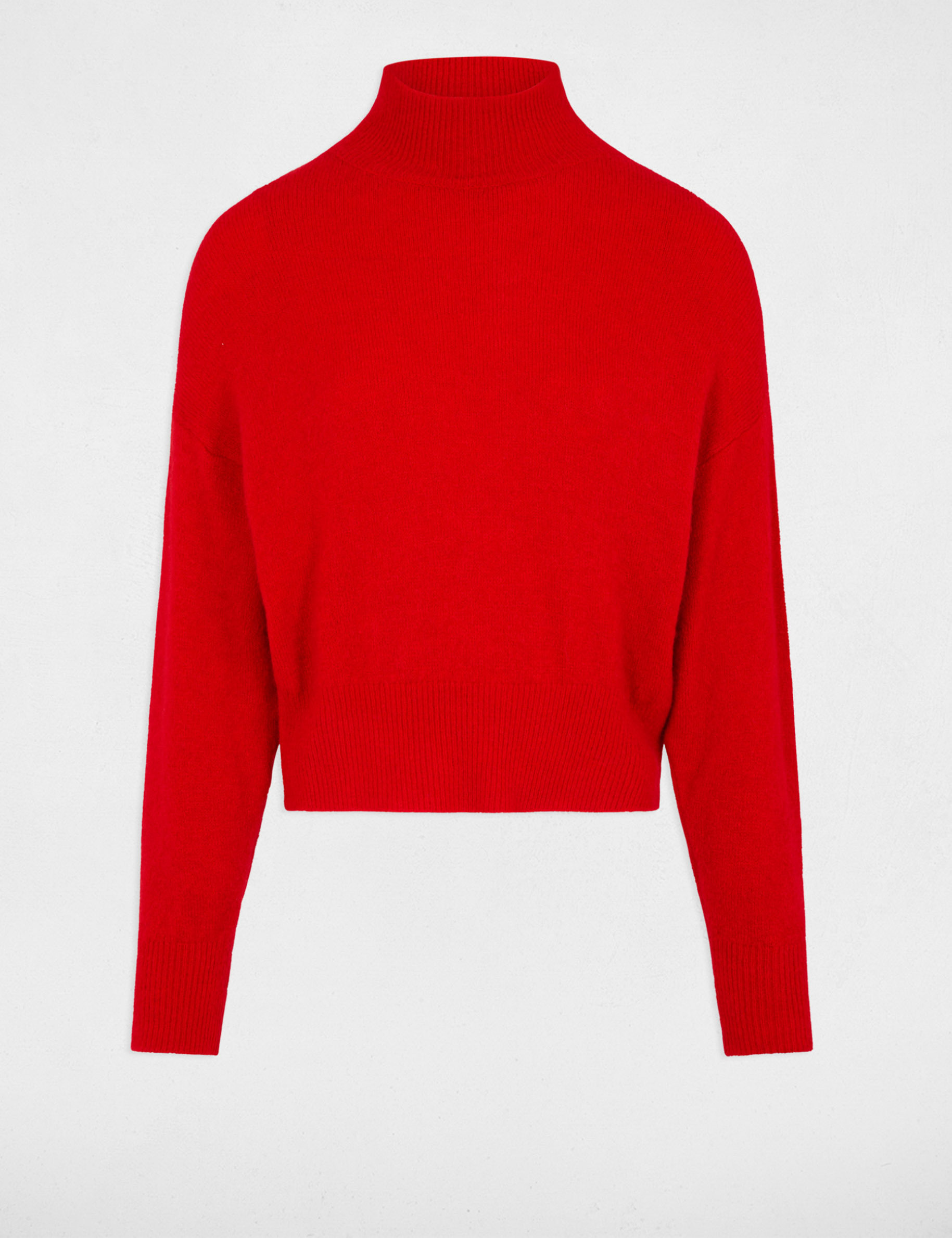 Pull col montant rouge femme