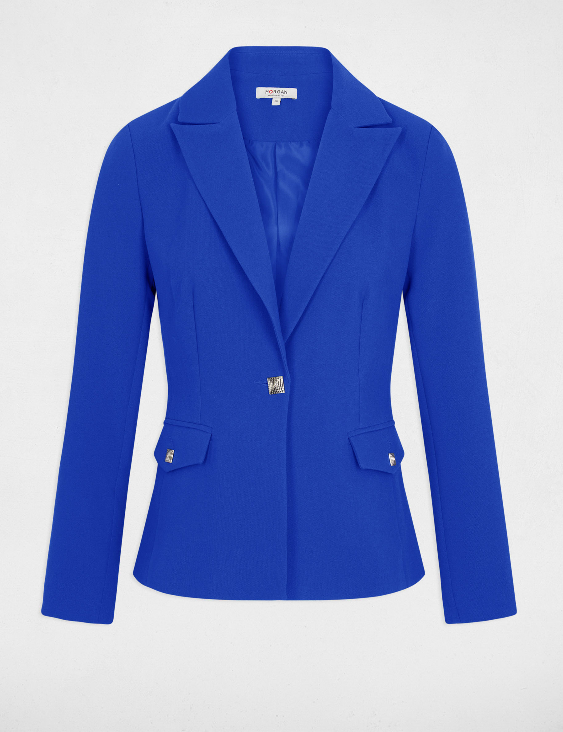 Veste city cintrée manches longues bleu electrique femme