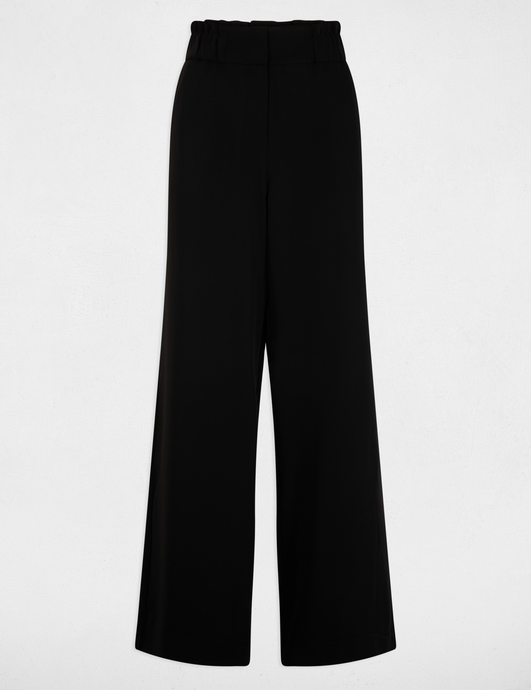 Pantalon large à fronces noir femme