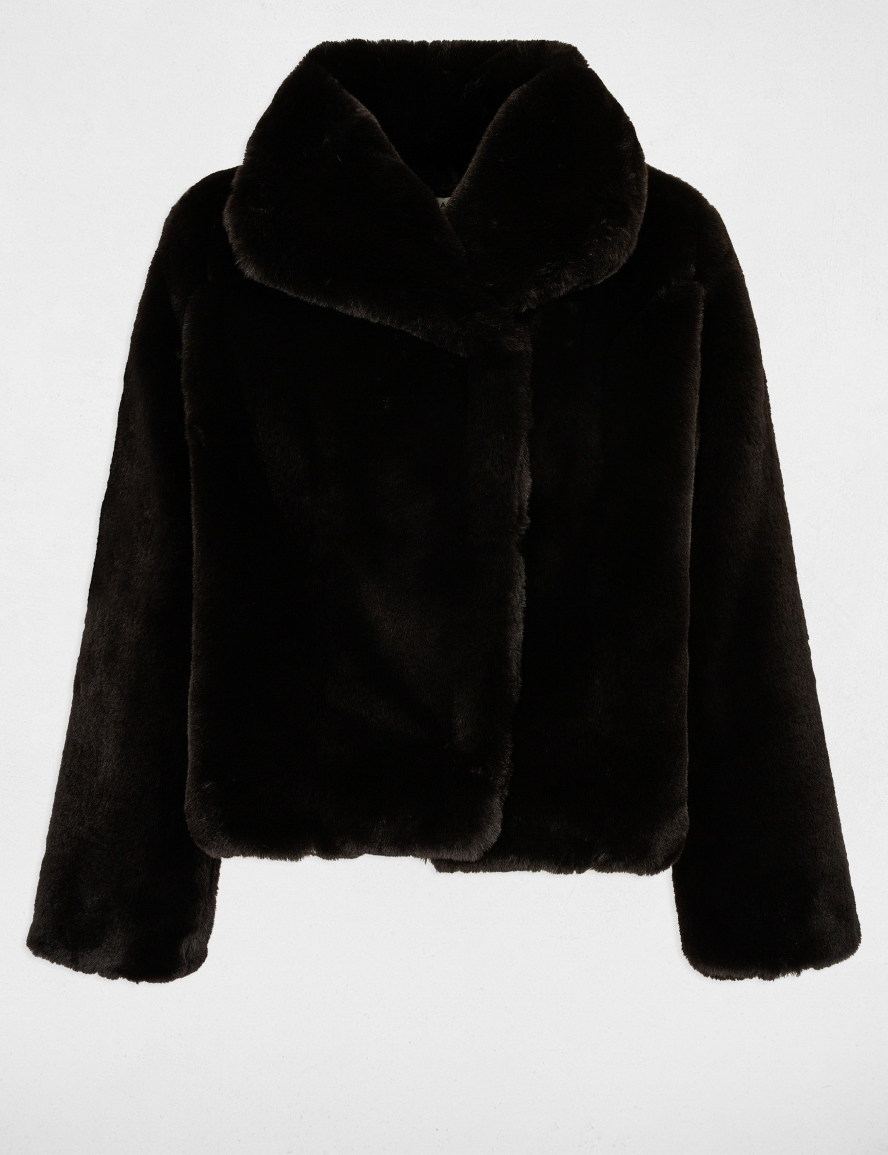 Manteau imitation fourrure noir femme