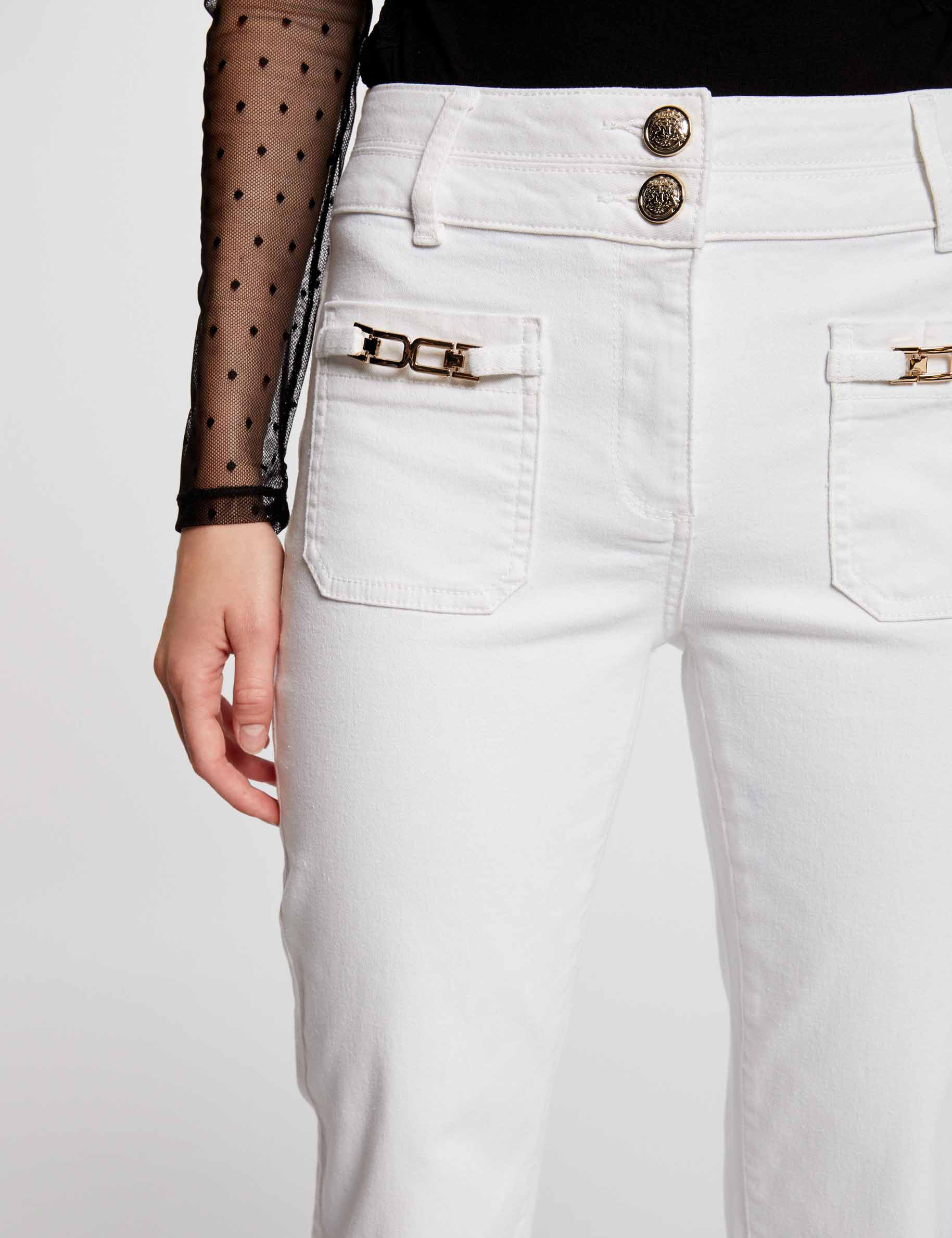 Bootcut jeans met versieringen ivoor vrouw