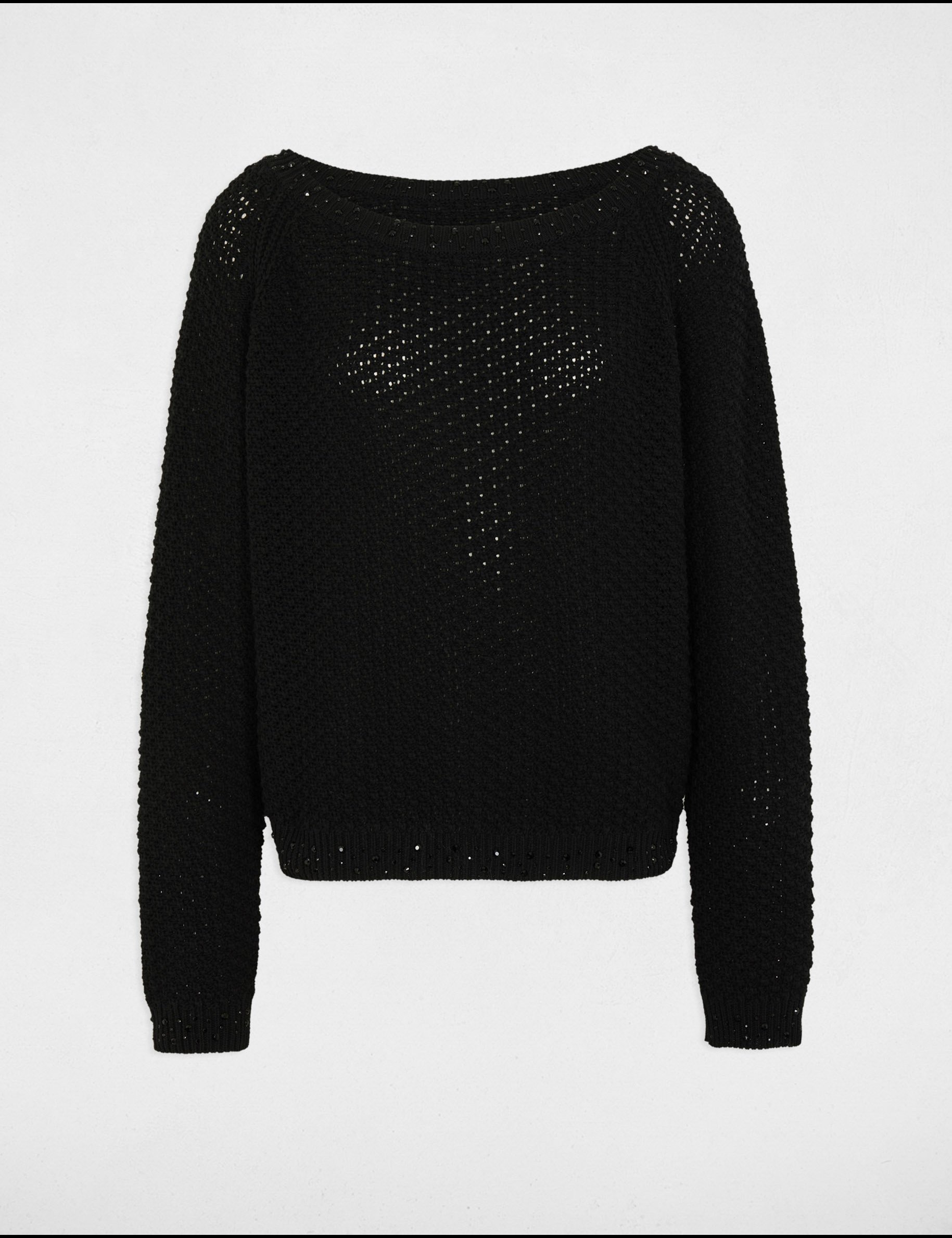 Pull col bateau noir femme