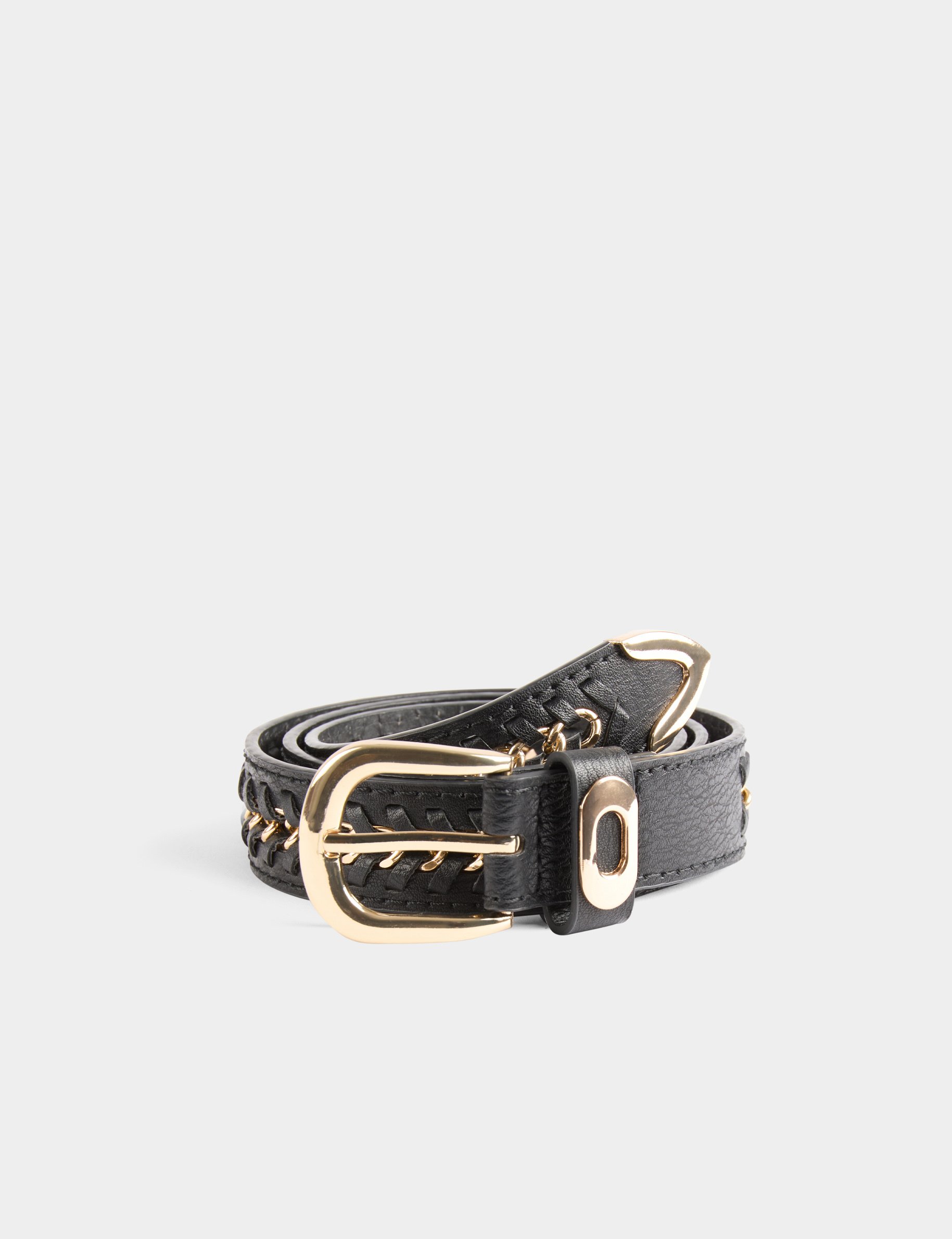 Ceinture détails chaînes noir femme