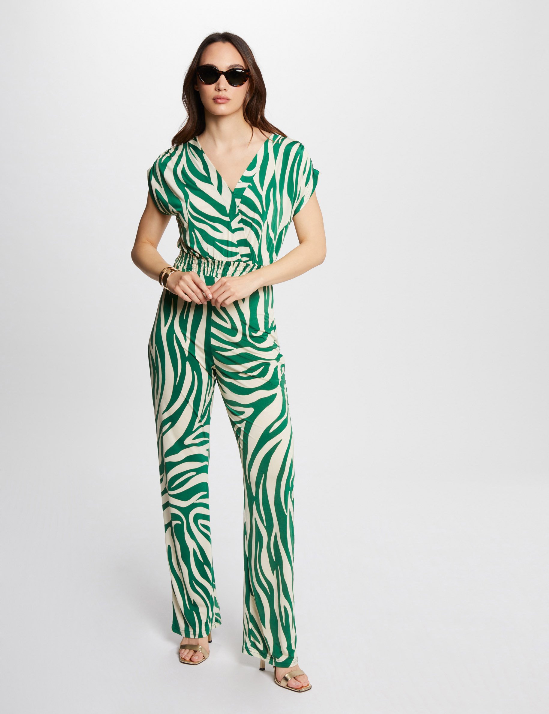 Lange jumpsuit met print meerkleurig vrouw