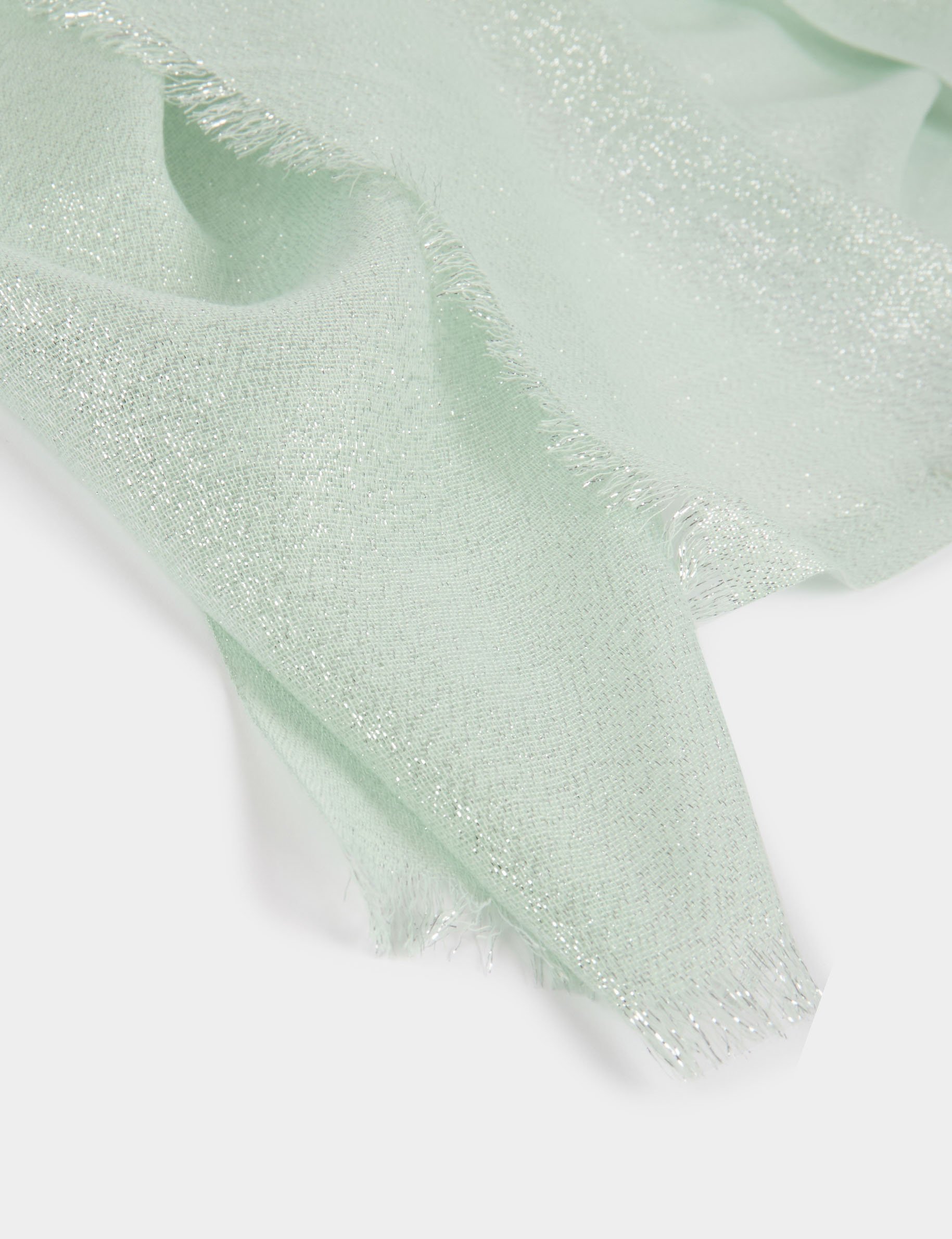 Foulard fils métallisés vert clair femme