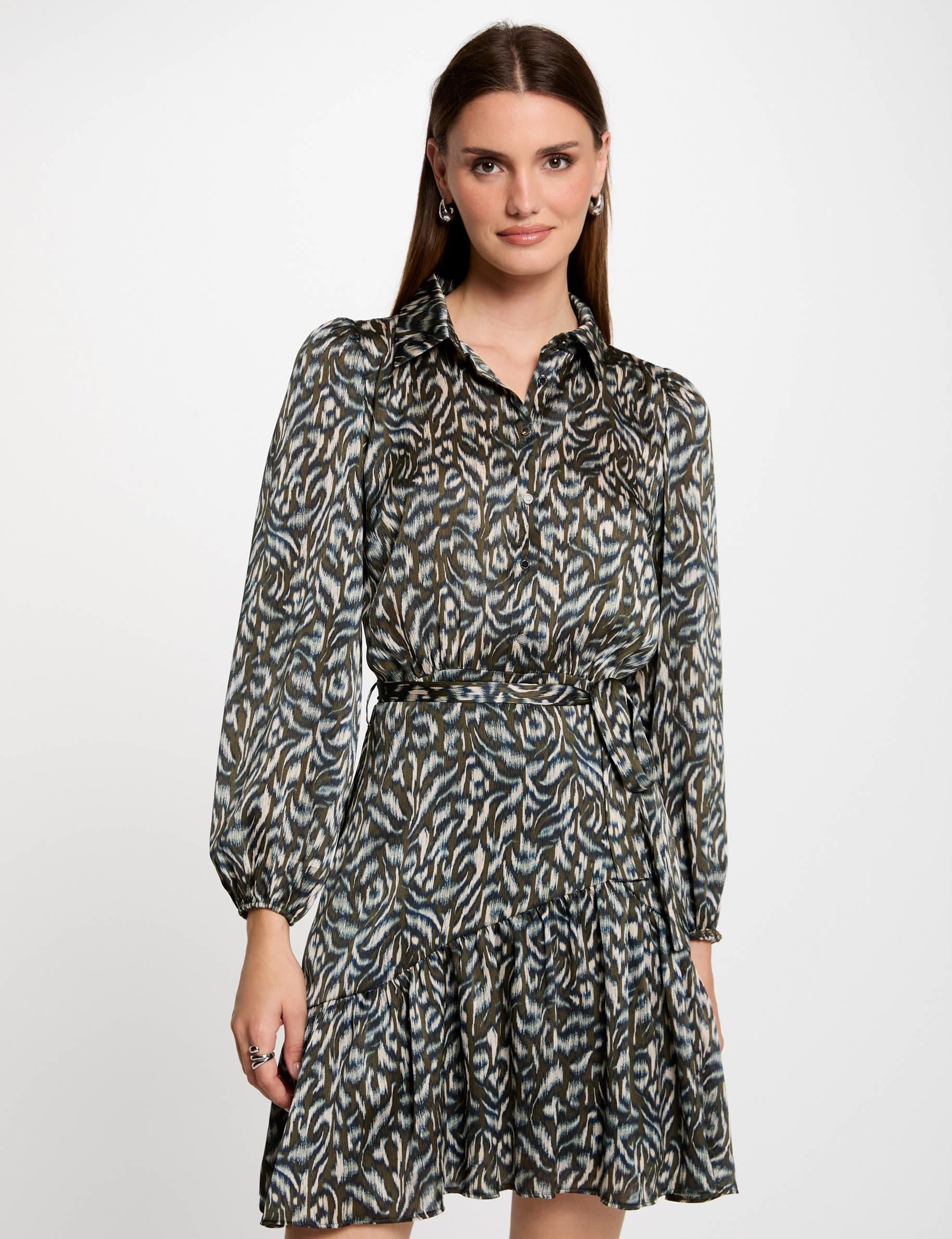 Robe courte évasée imprimée multico femme