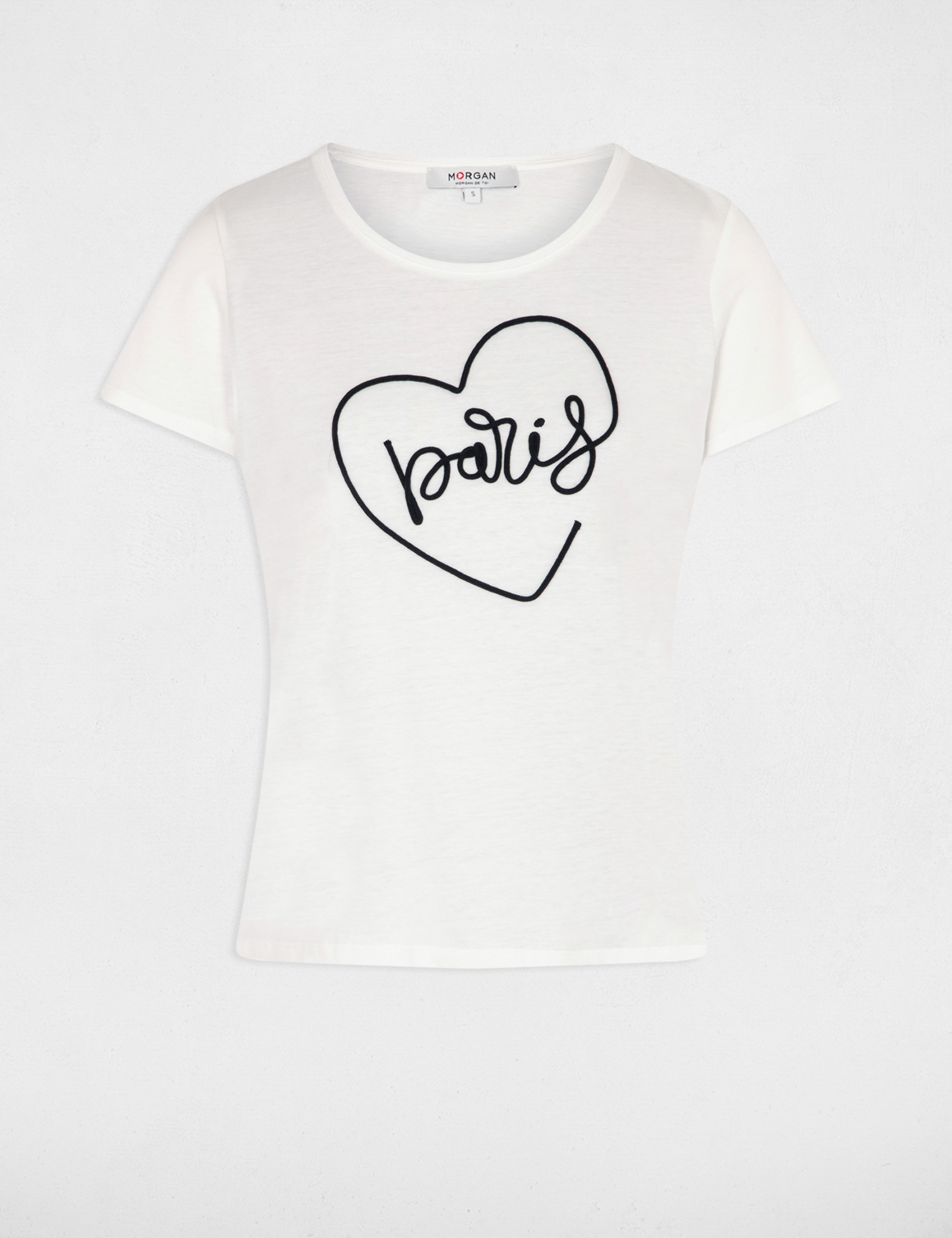 T-shirt met opschrift ecru vrouw